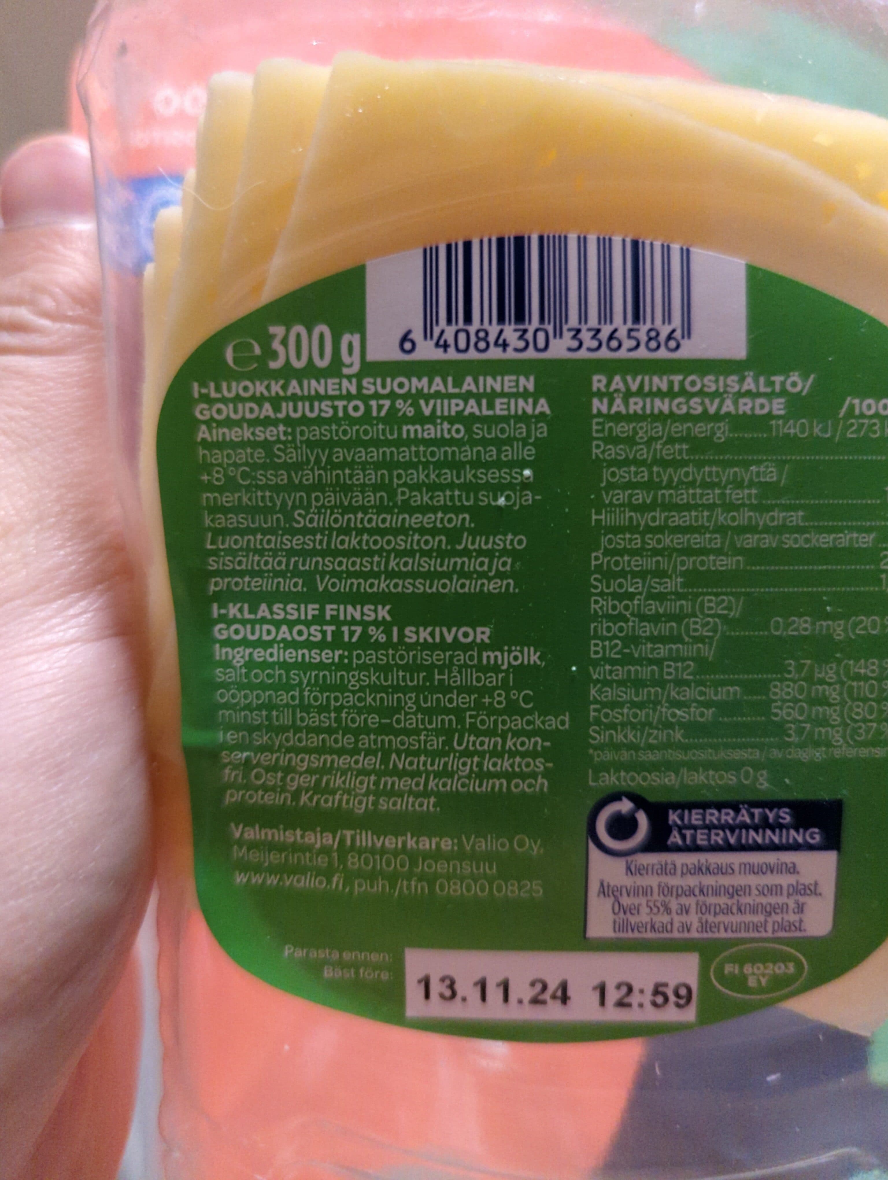 Valio Salaneuvos Gouda 17% packshot