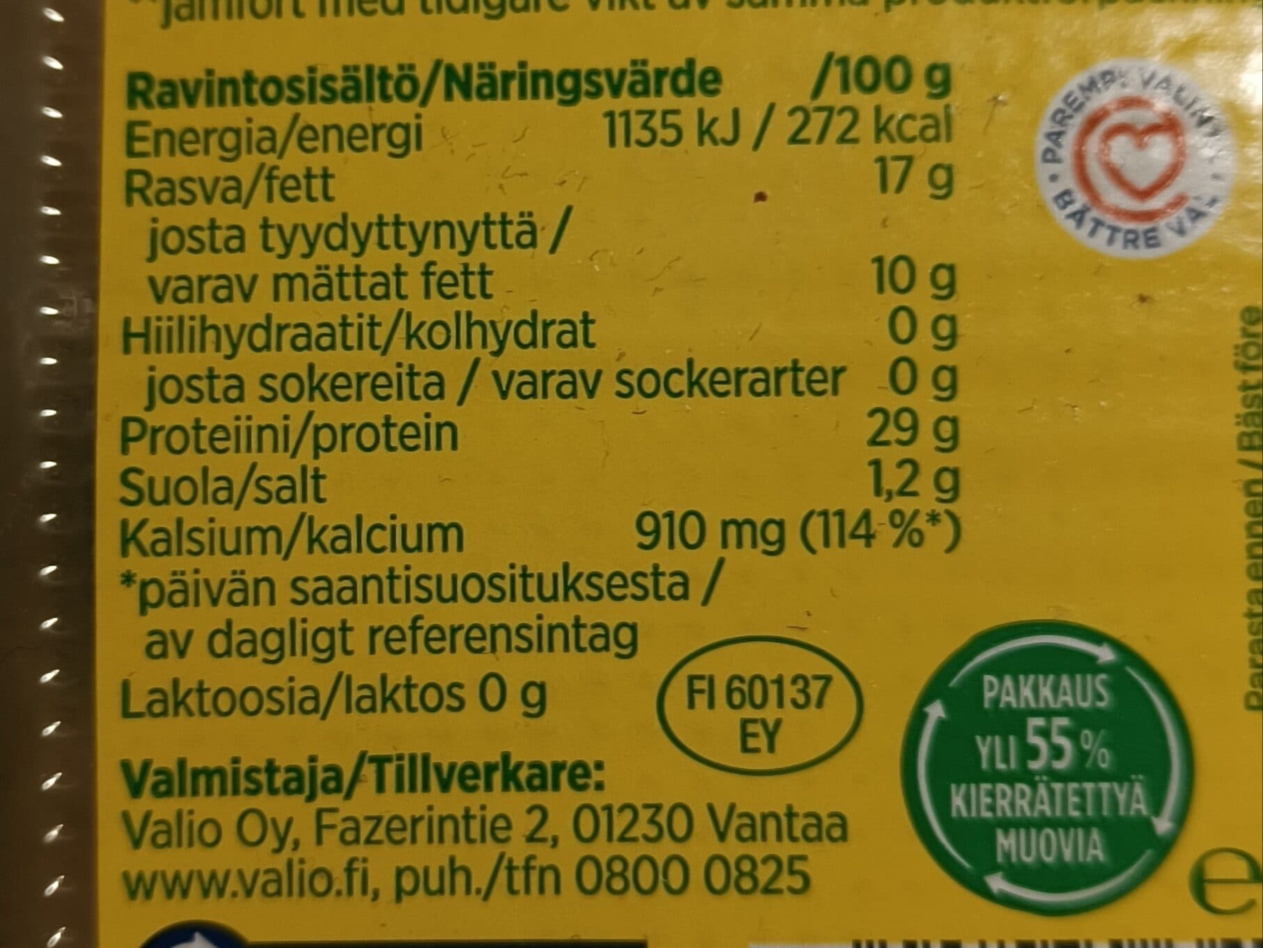 Valio Oltermanni Juusto kevyempi packshot