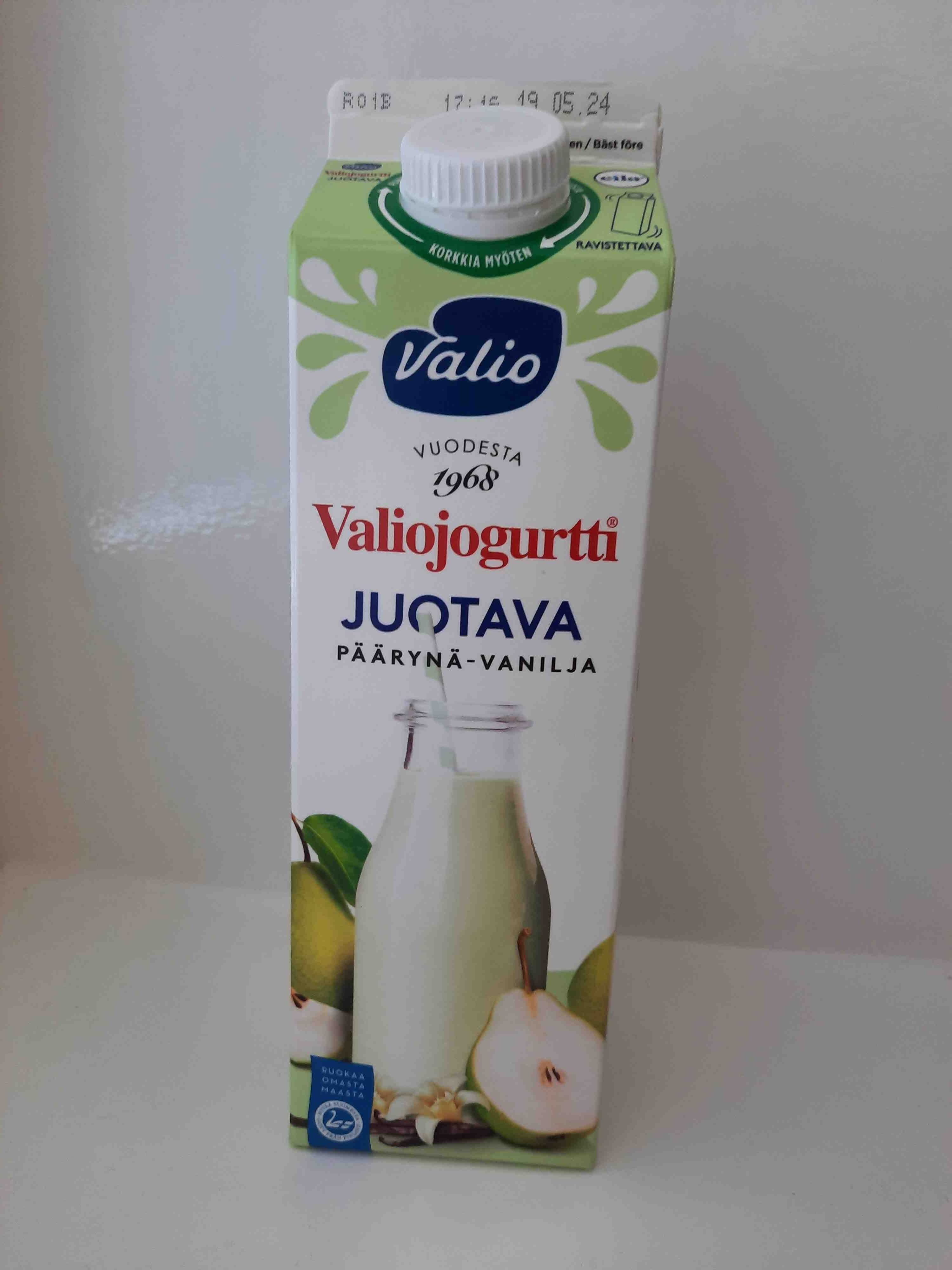 Valio Juotava päärynä-vaniljajogurtti packshot