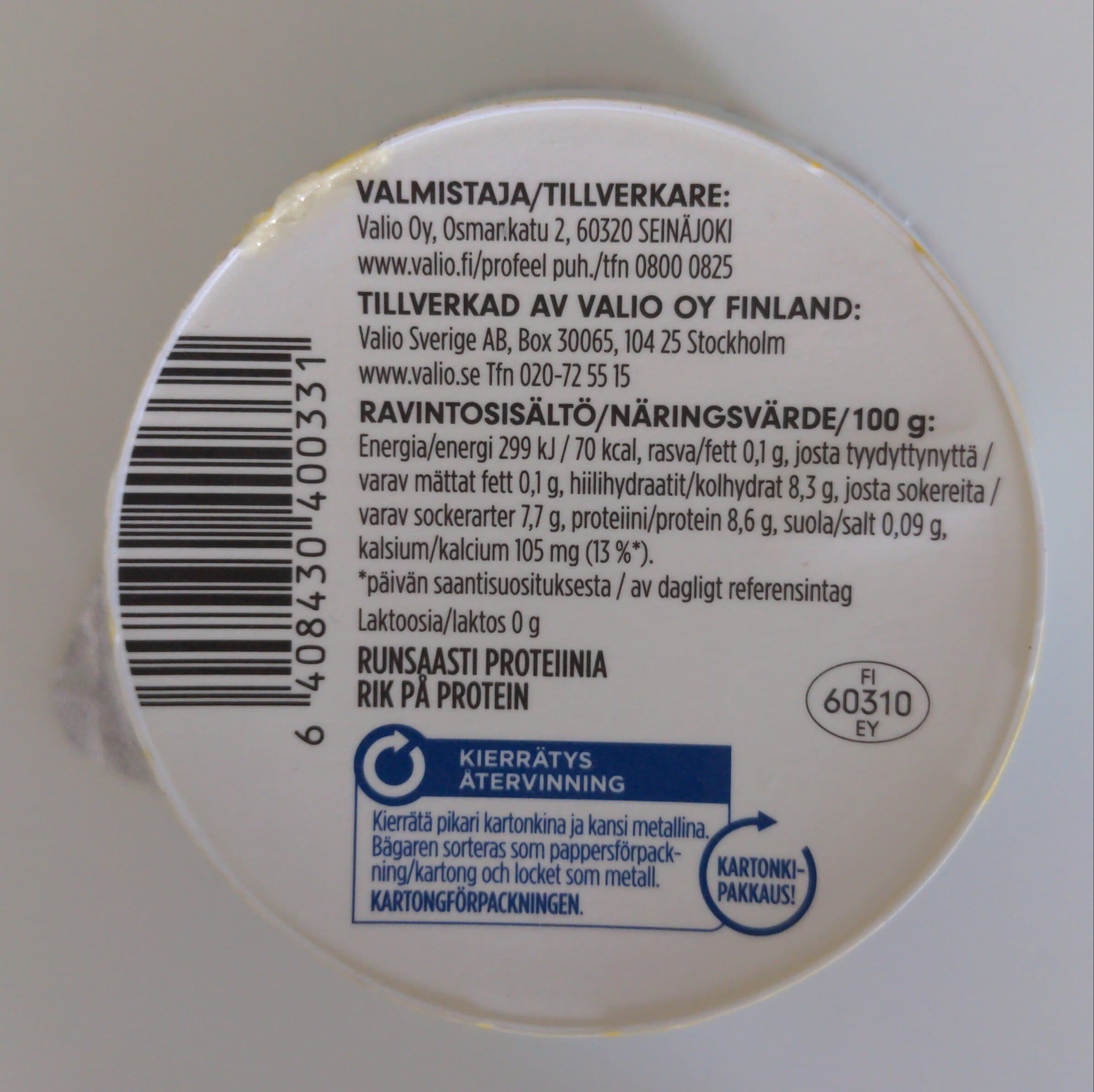 Valio PROfeel Kerrosrahka Vanilja & Sitruuna packshot