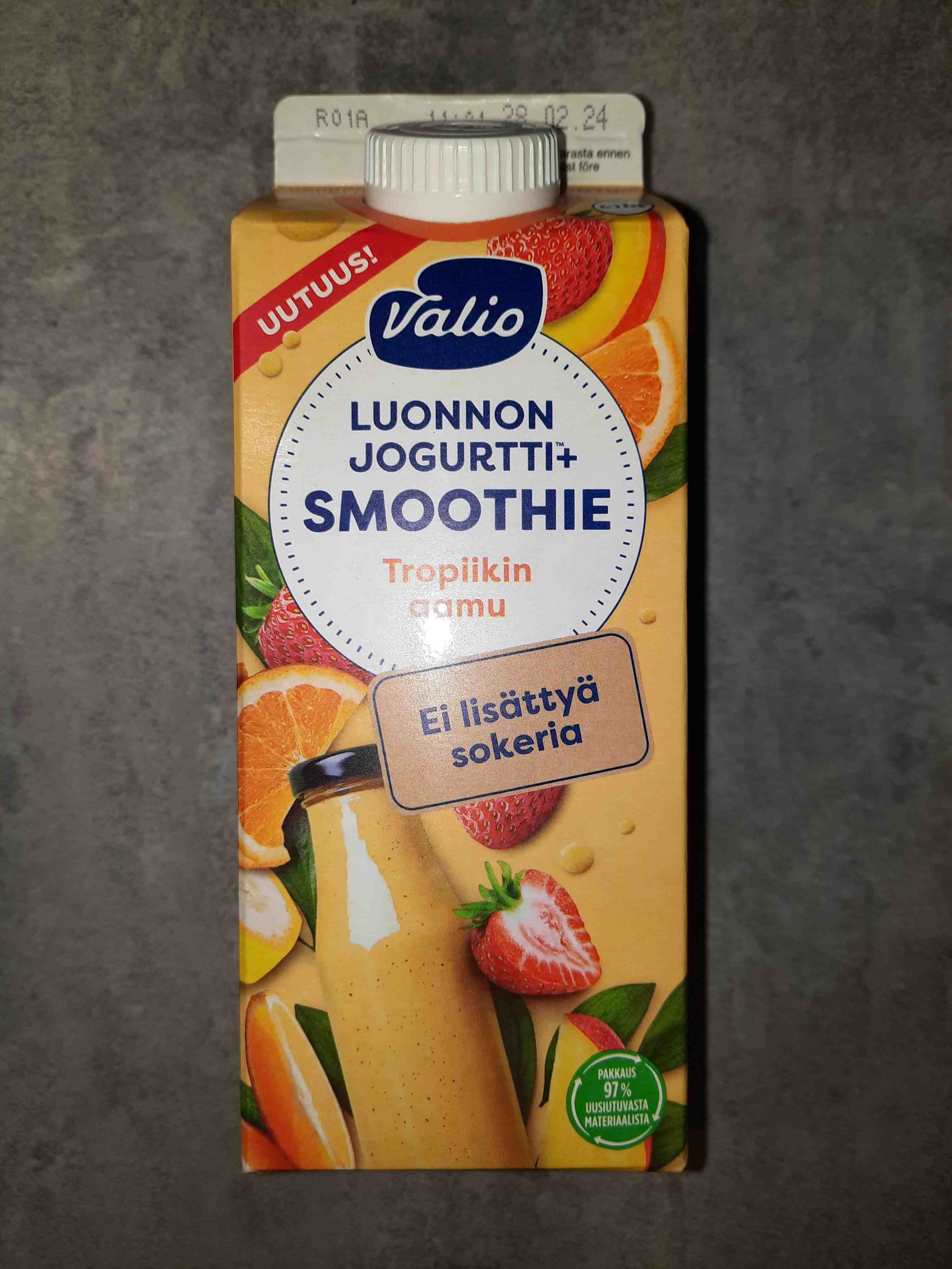 Valio Juotava mango-banaan-mansikka-appelsiinijogurtti packshot