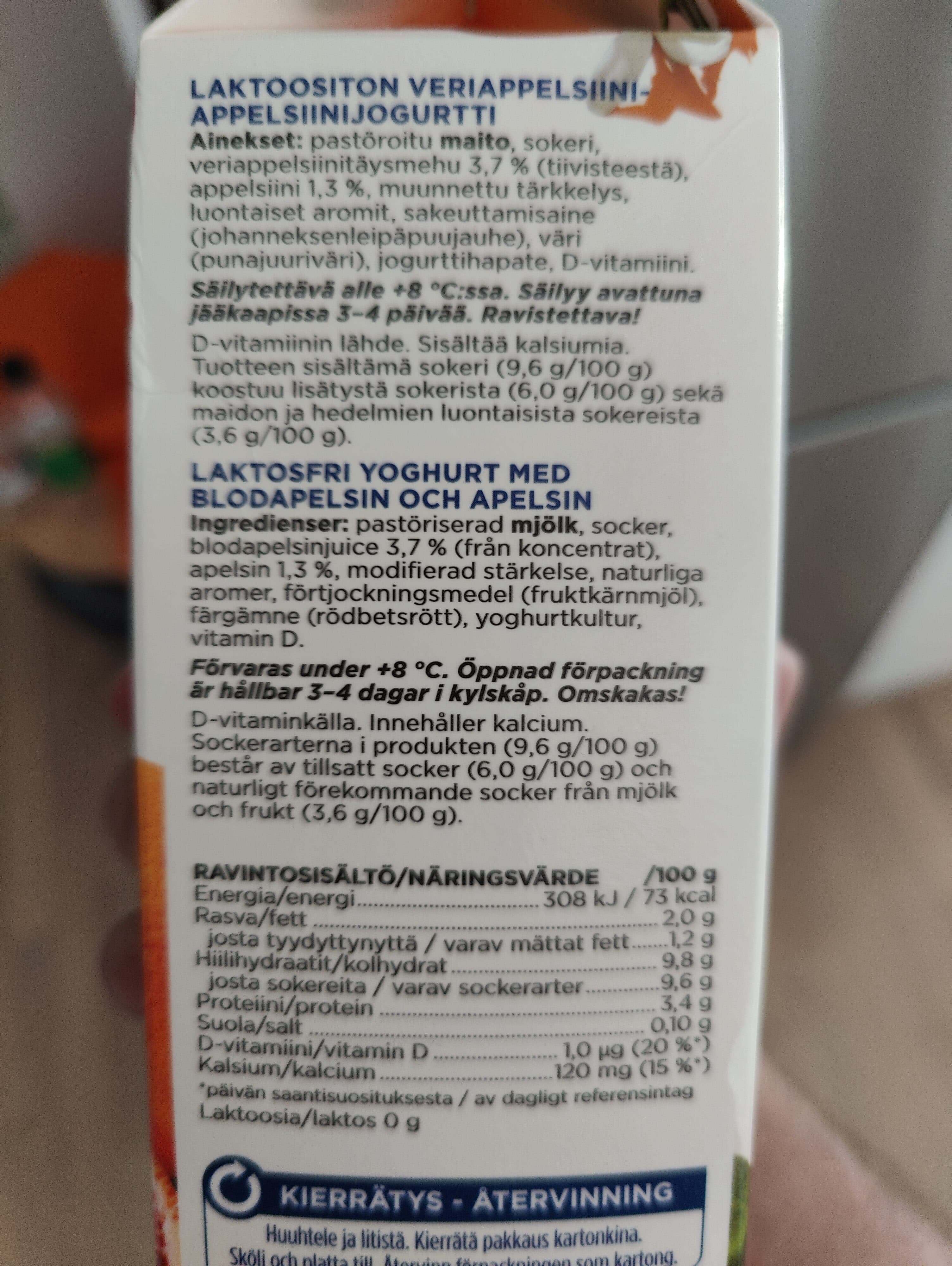 Valio Sisilia Veriappelsiini Appelsiini Jogurtti packshot