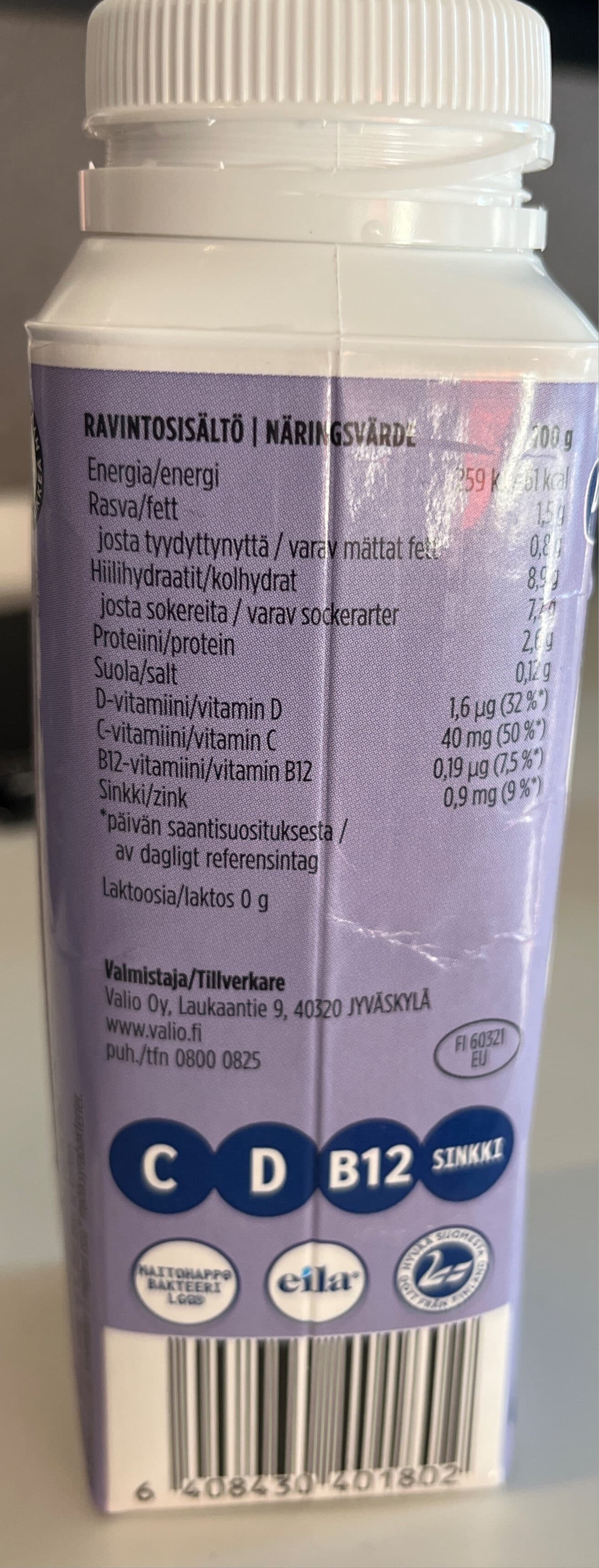 Valio Gefilus Mustikka Smoothie packshot