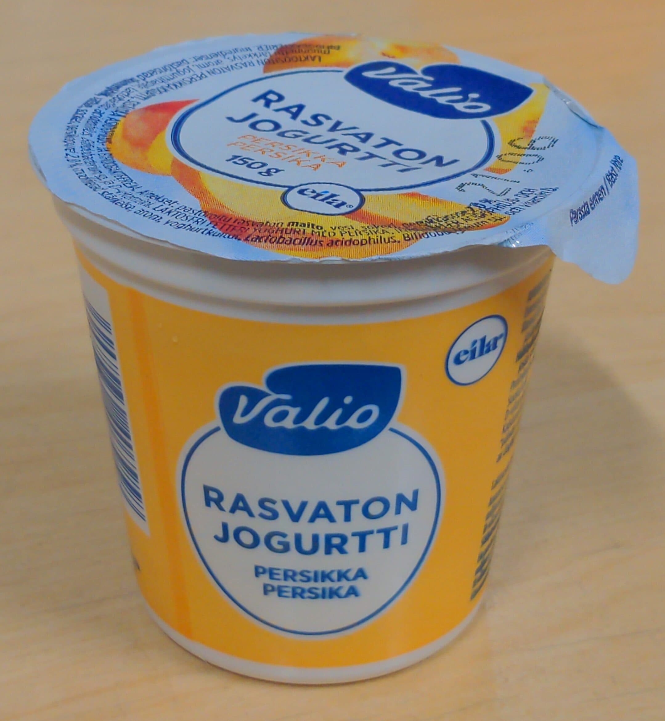 Valio Rasvaton jogurtti persikka packshot