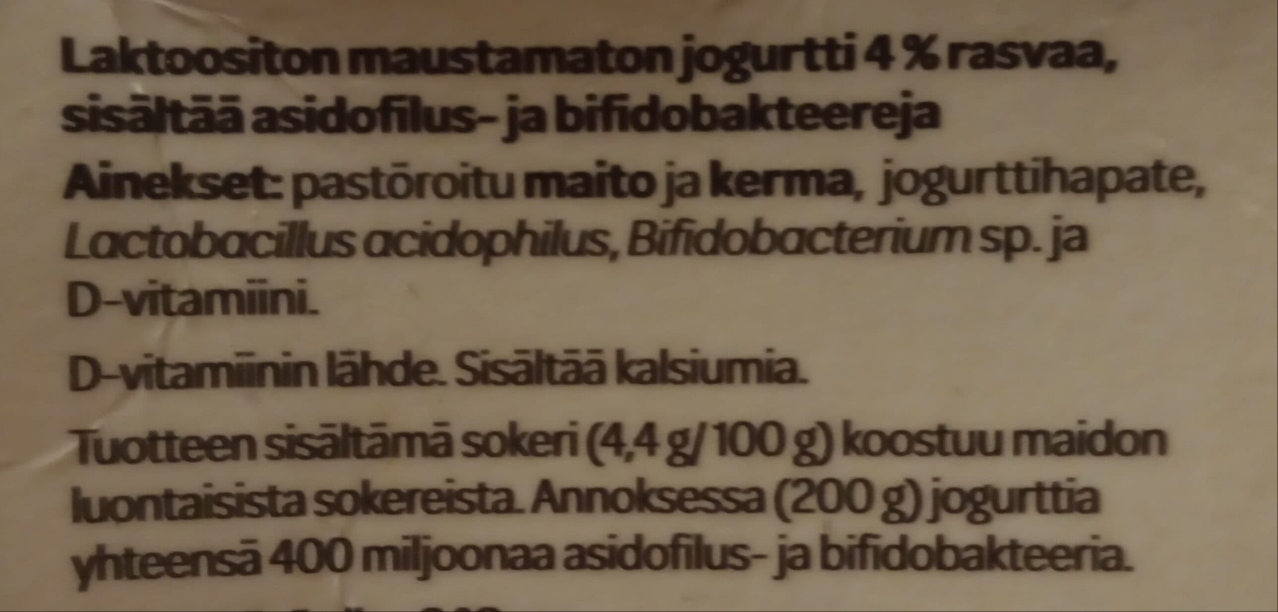 Valio A+ täyteläinen luonnonjogurtti packshot