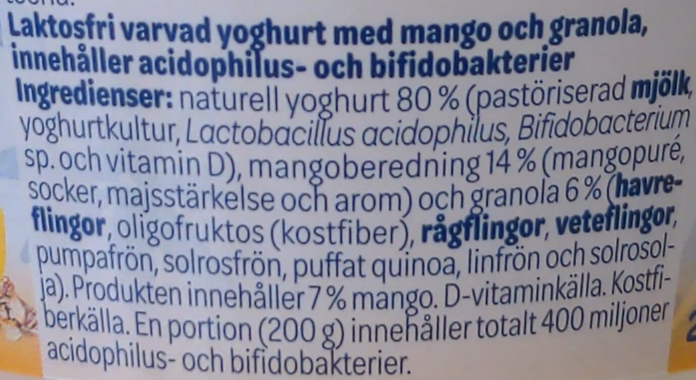Valio mango-kerrosjogurtti ja granola packshot
