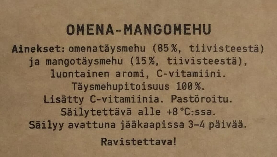 Valio Hedelmätarha omena-mangomehu packshot