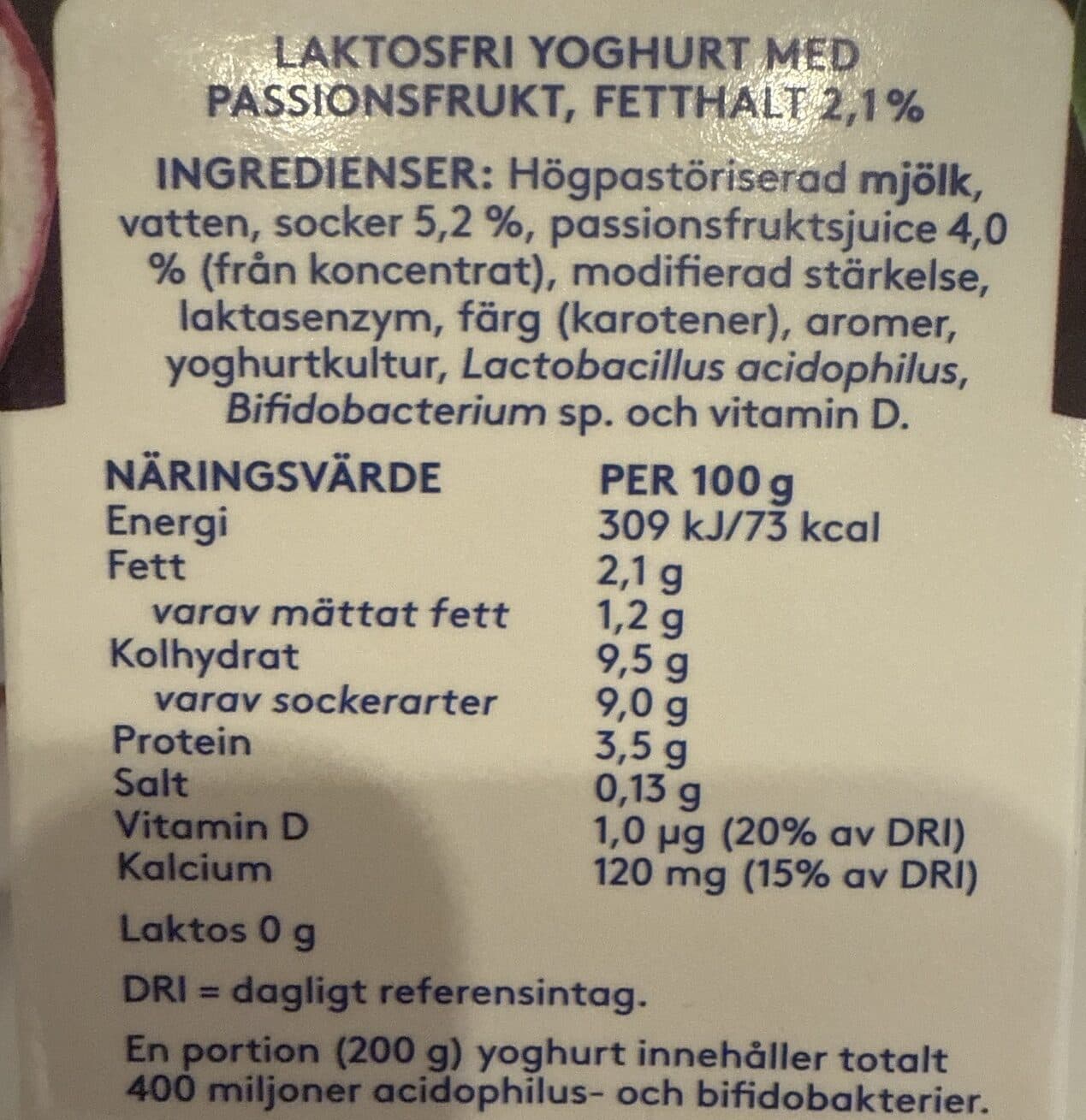 Valio Yoghurt Passionsfrukt packshot