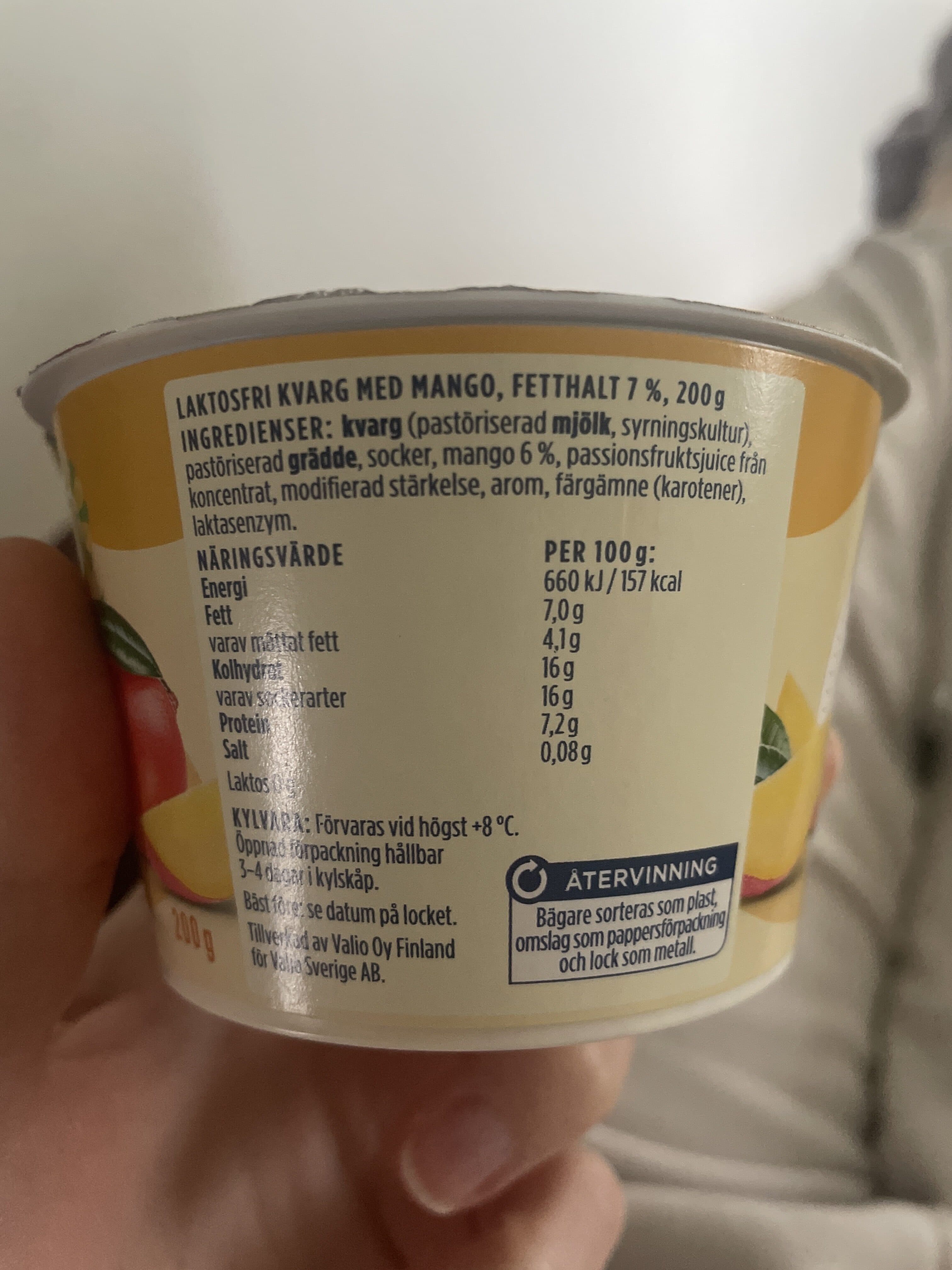 Valio Kvarg Laktosfri Mango packshot
