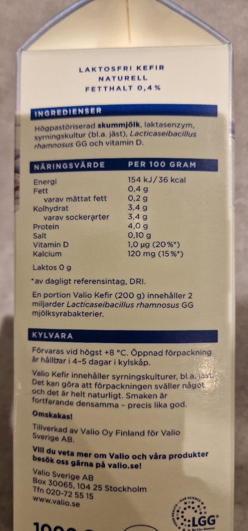 Valio Lätt Kefir packshot