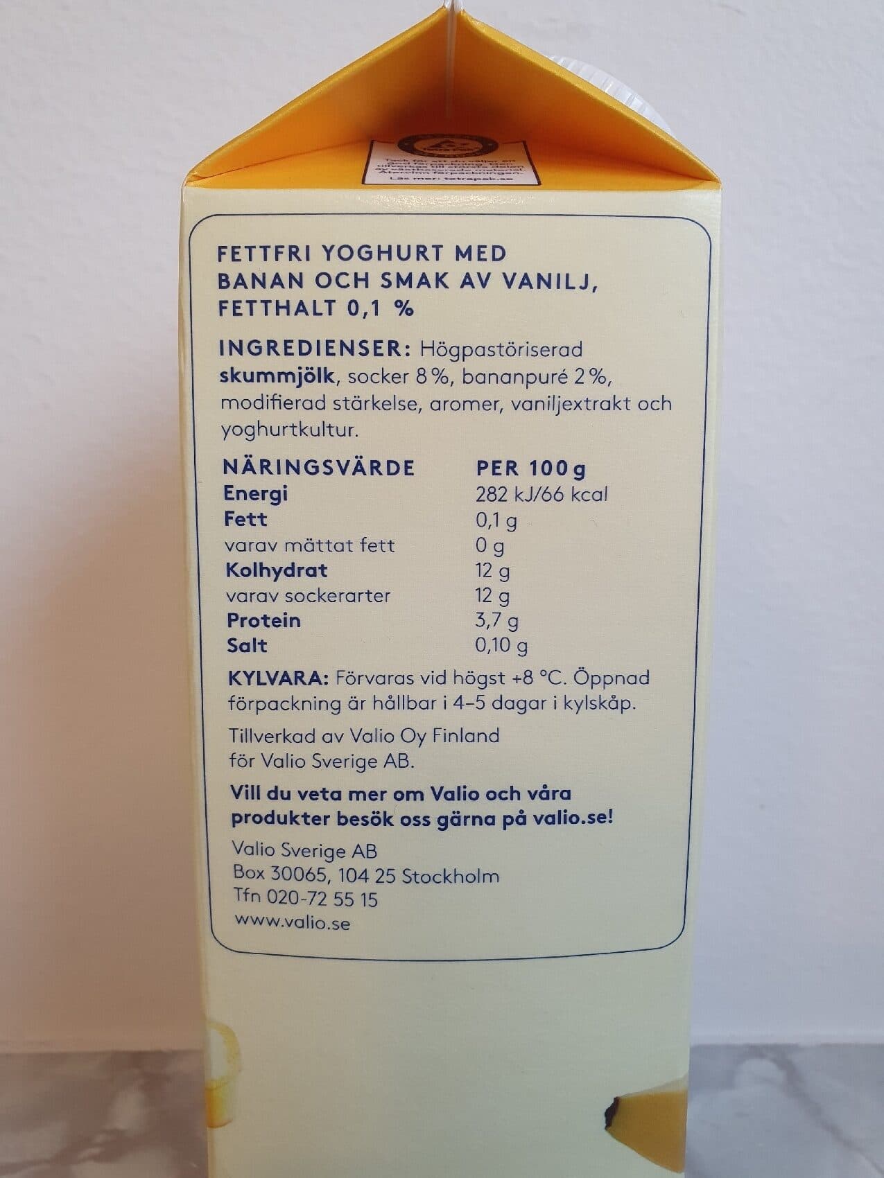 Valio Yogurth banan & vanilj packshot