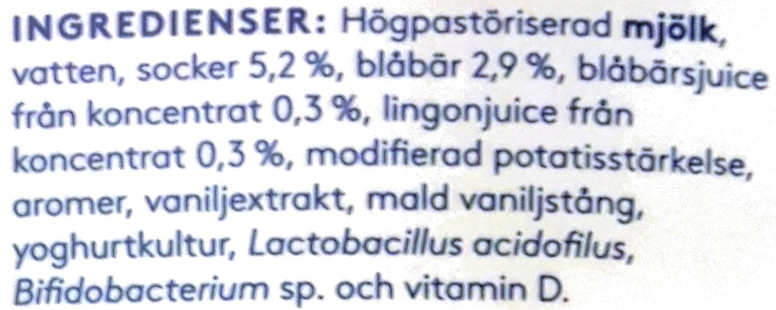 Valio Vanilj blåbär med fruktbitar packshot