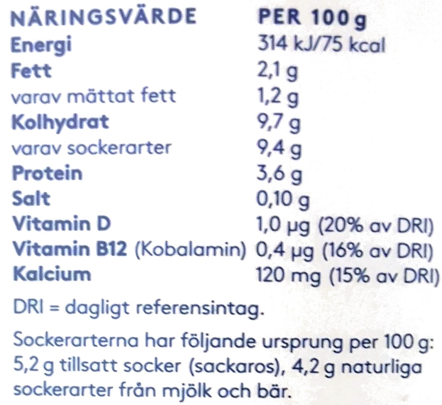 Valio Vanilj blåbär med fruktbitar packshot
