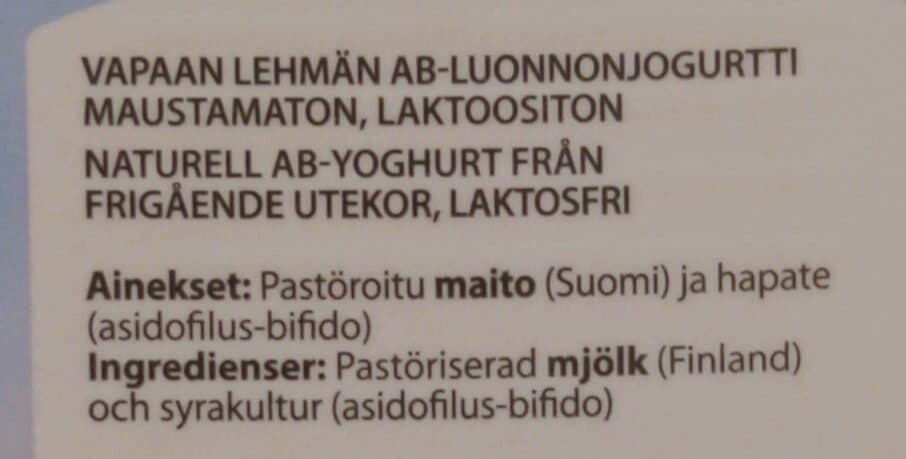Juustoportti Vapaan lehmän AB-jogurtti packshot