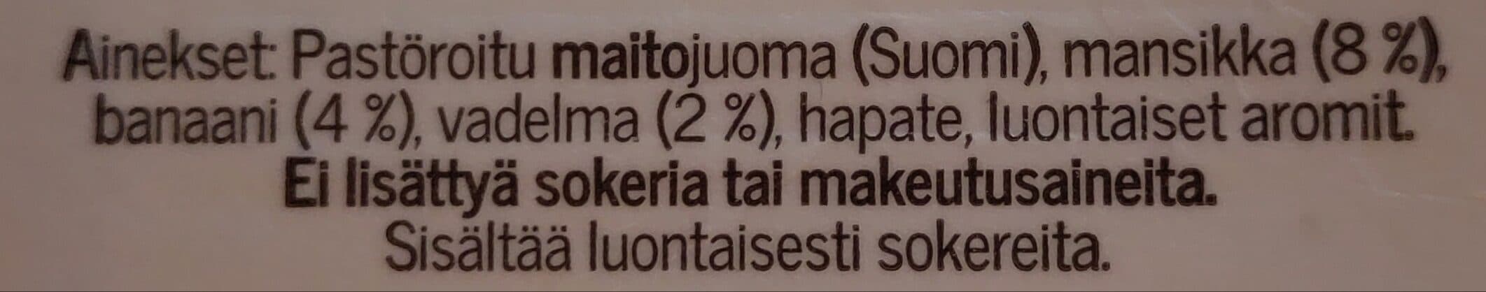 Juustoportti Hyvin sokeroimaton mansikka-banaani-vadelma jogurtti packshot