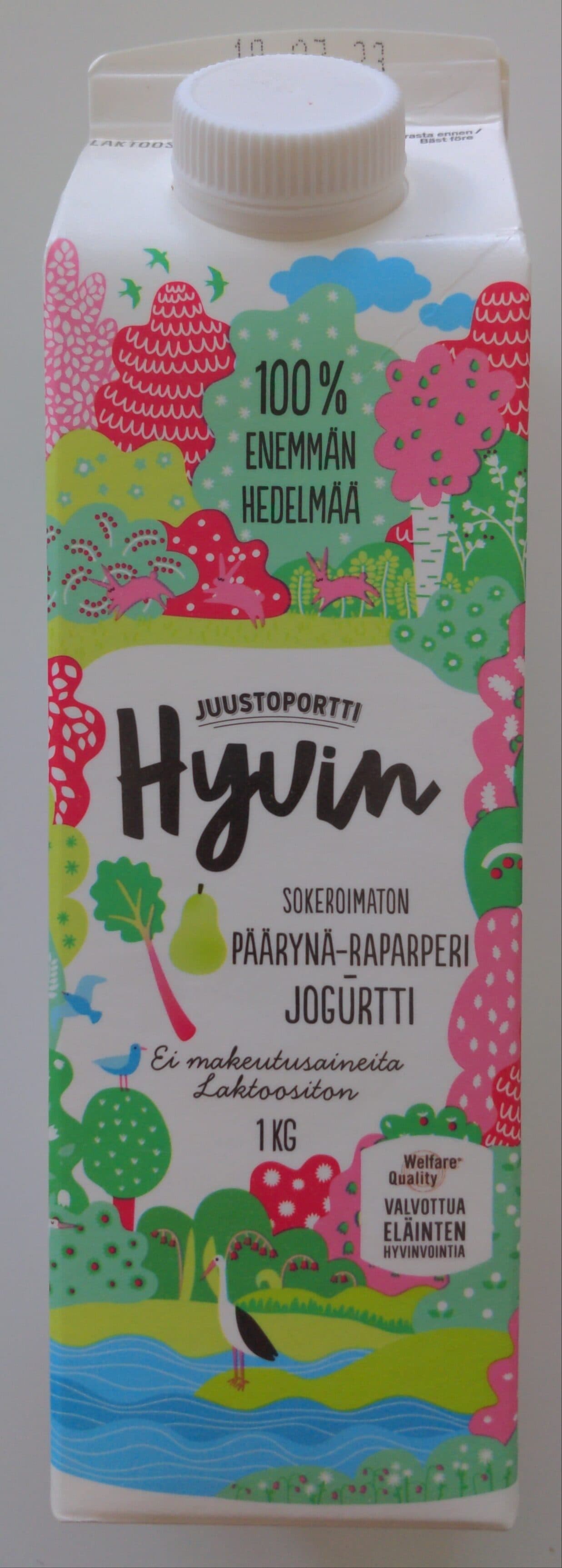 Juustoportti Hyvin sokeroimaton päärynä-raparperijogurtti packshot