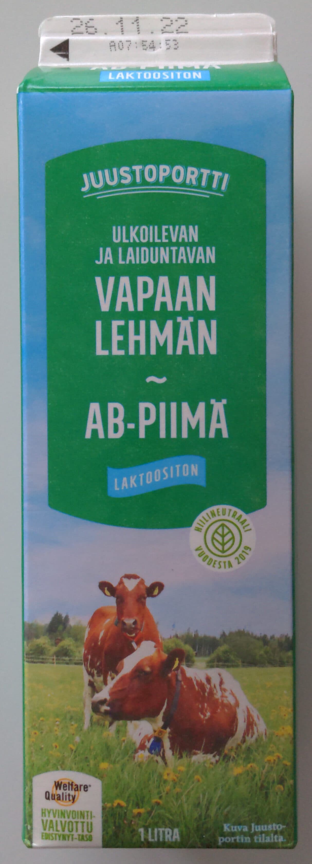 Juustoportti Ulkoilevan vapaan lehmän ab-piimä packshot