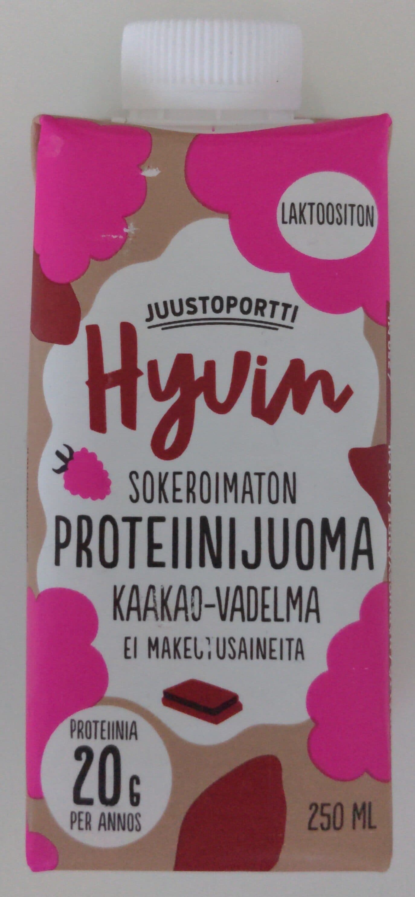 Juustoportti Hyvin sokeroimaton proteiinijuoma kaakao-vadelma packshot
