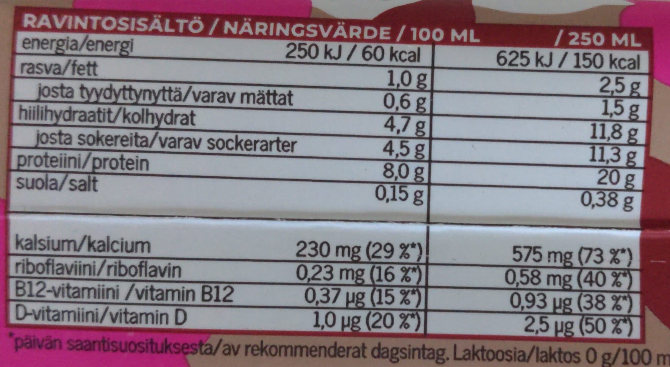 Juustoportti Hyvin sokeroimaton proteiinijuoma kaakao-vadelma packshot