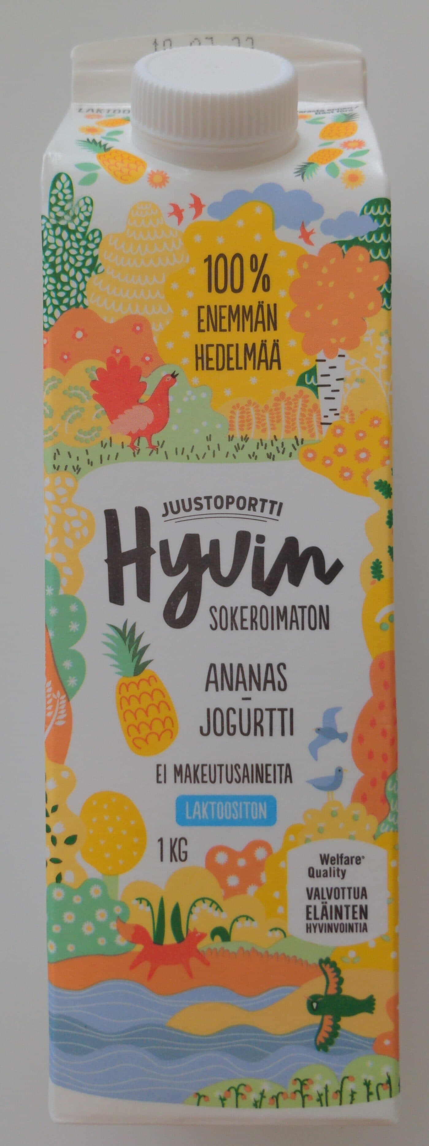 Juustoportti Hyvin sokeroimaton ananasjogurtti packshot