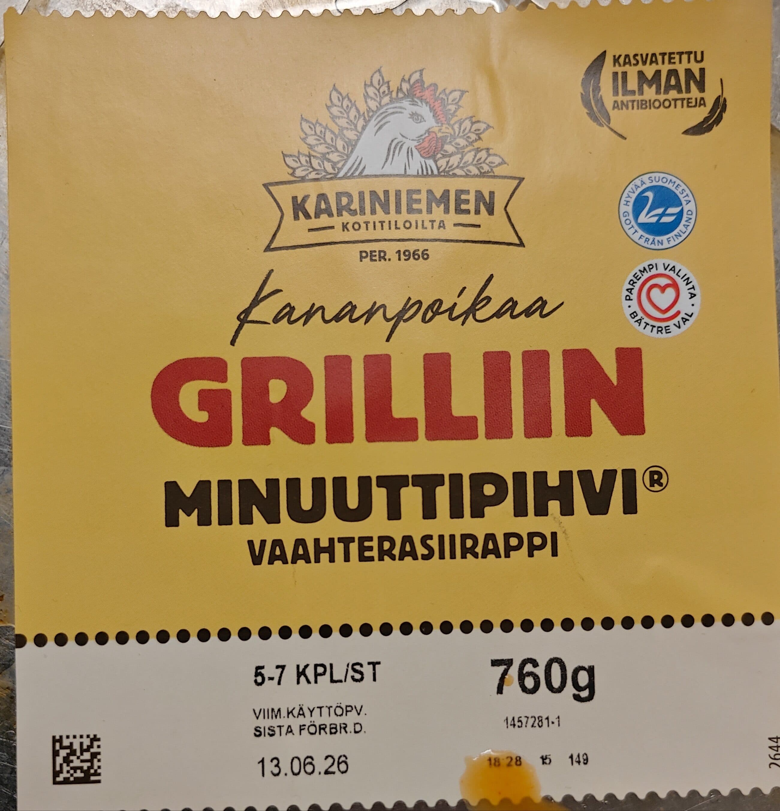 Kariniemen Kananpojan Grillin Minuuttipihvi Vaahterasiirappi packshot