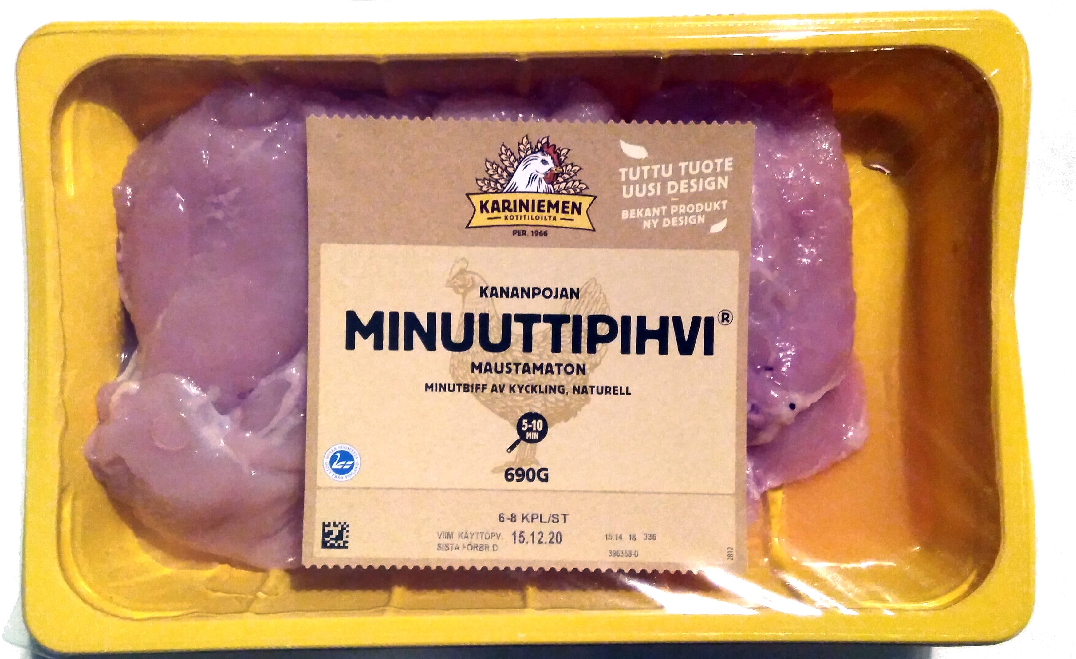 Kariniemen Kananpojan minuuttipihvi, maustamaton packshot