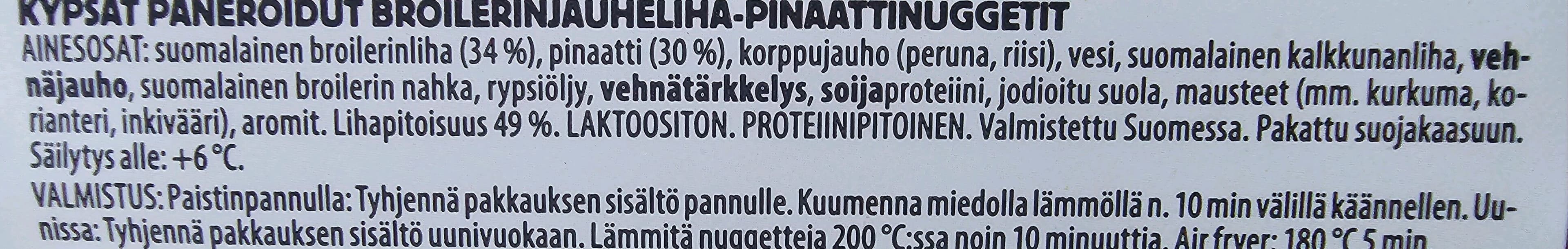 Kariniemen kana-pinaatti NUGGETIT packshot