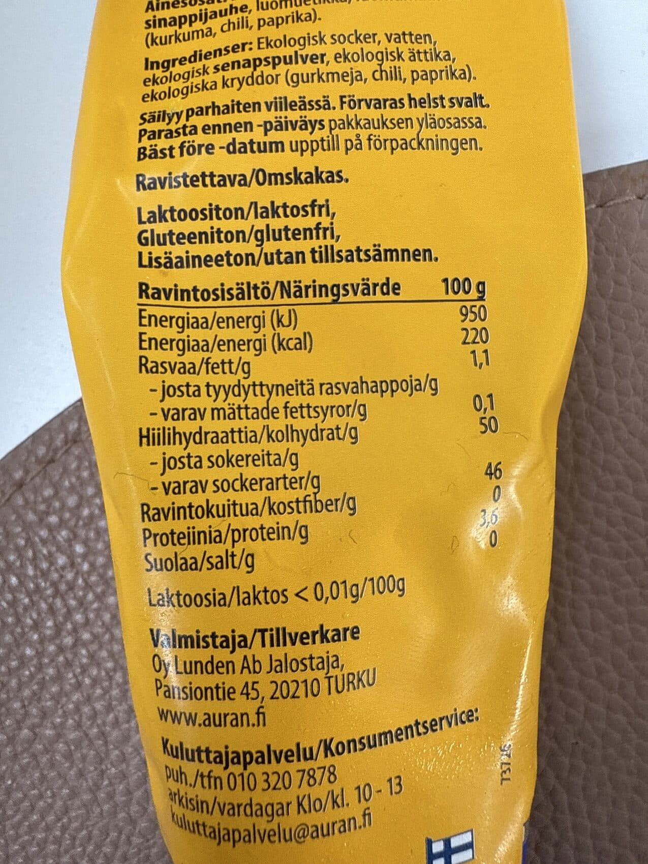 Auran Luomu Makea Sinappi packshot