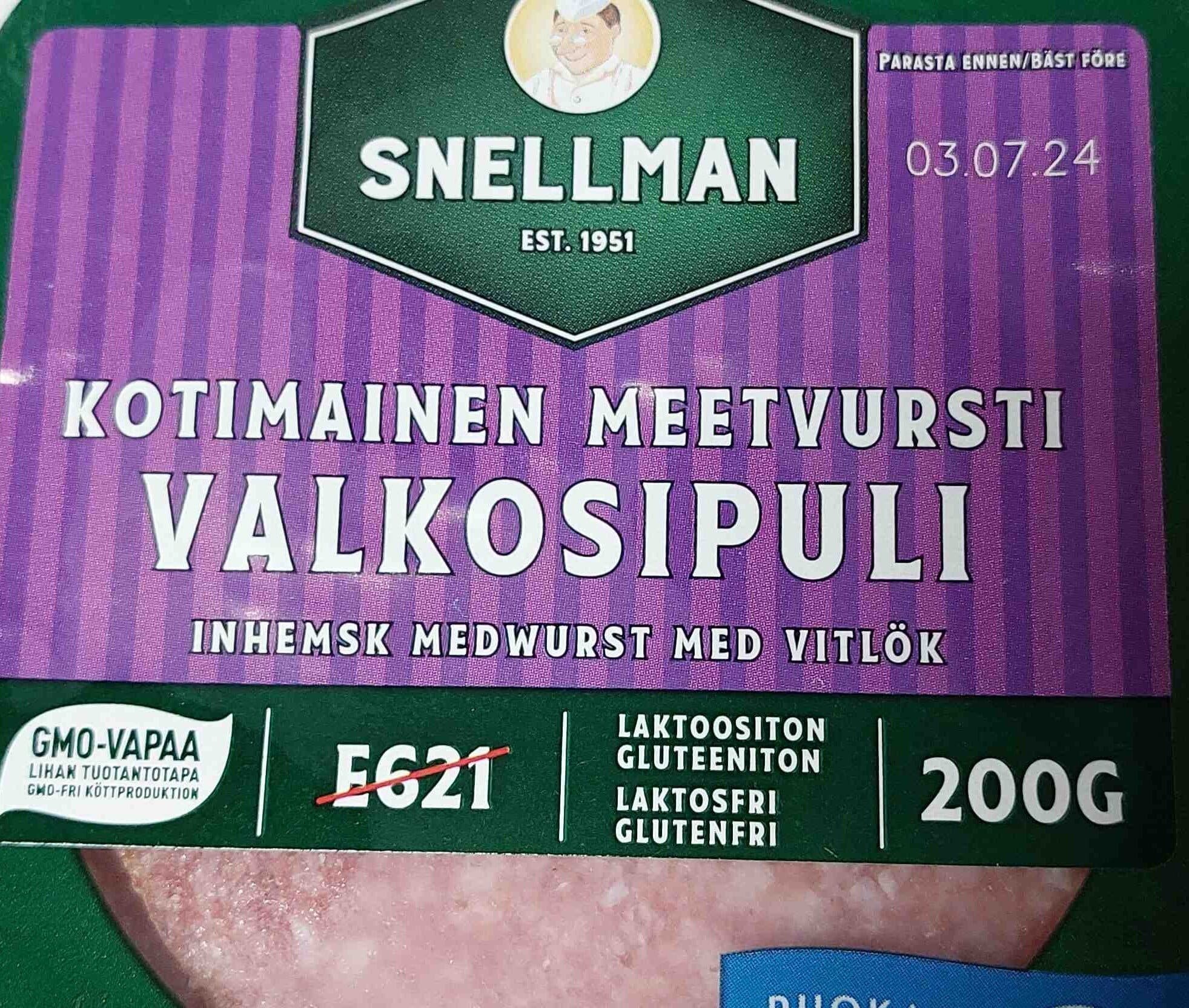 Snellman Kotimainen meetvursti valkosipuli packshot