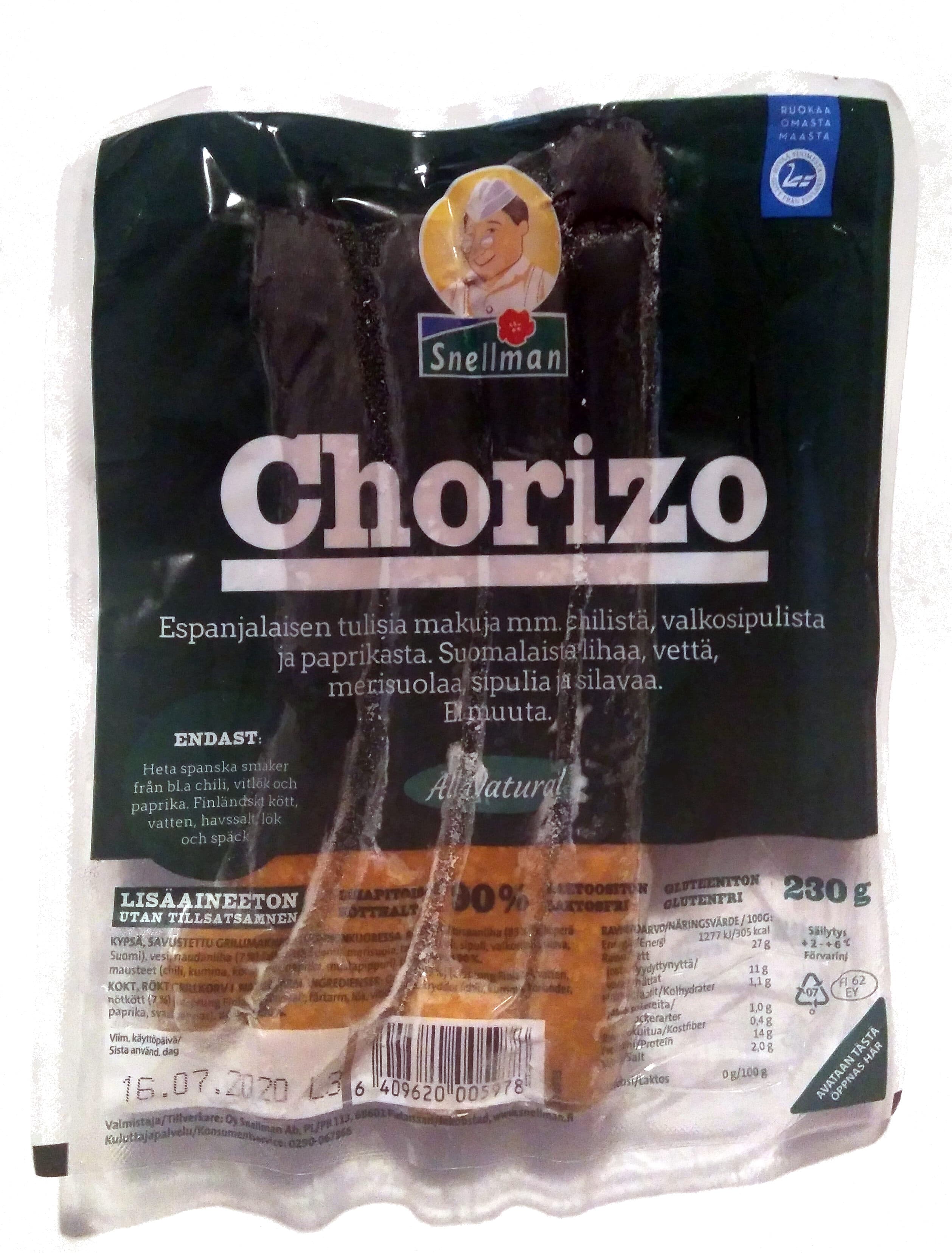 Snellman Chorizo packshot