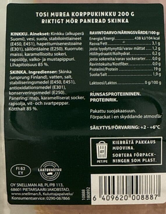 Snellman Tosi murea korppukinkku packshot