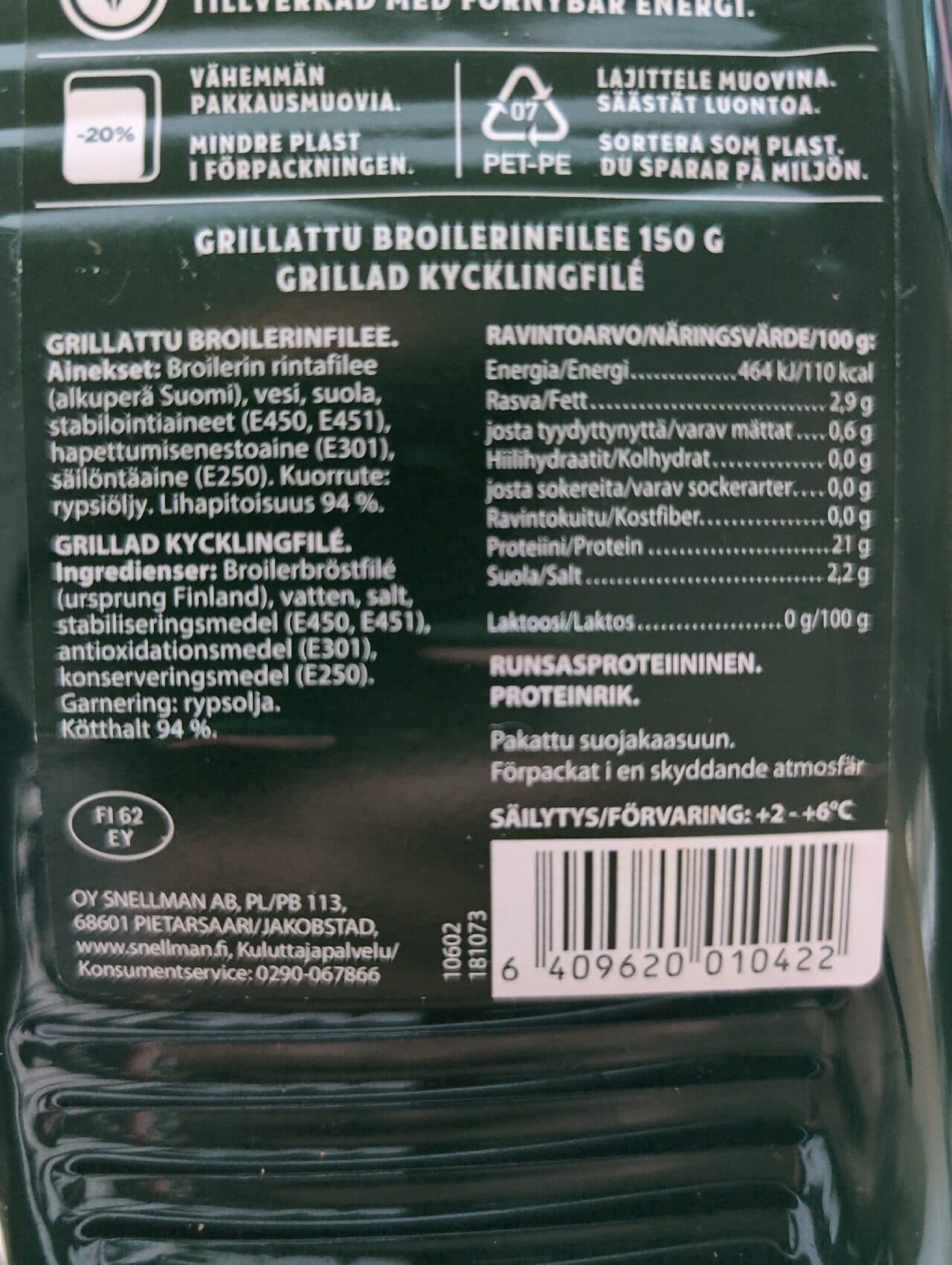 Snellman Grilled Sliced chicken packshot
