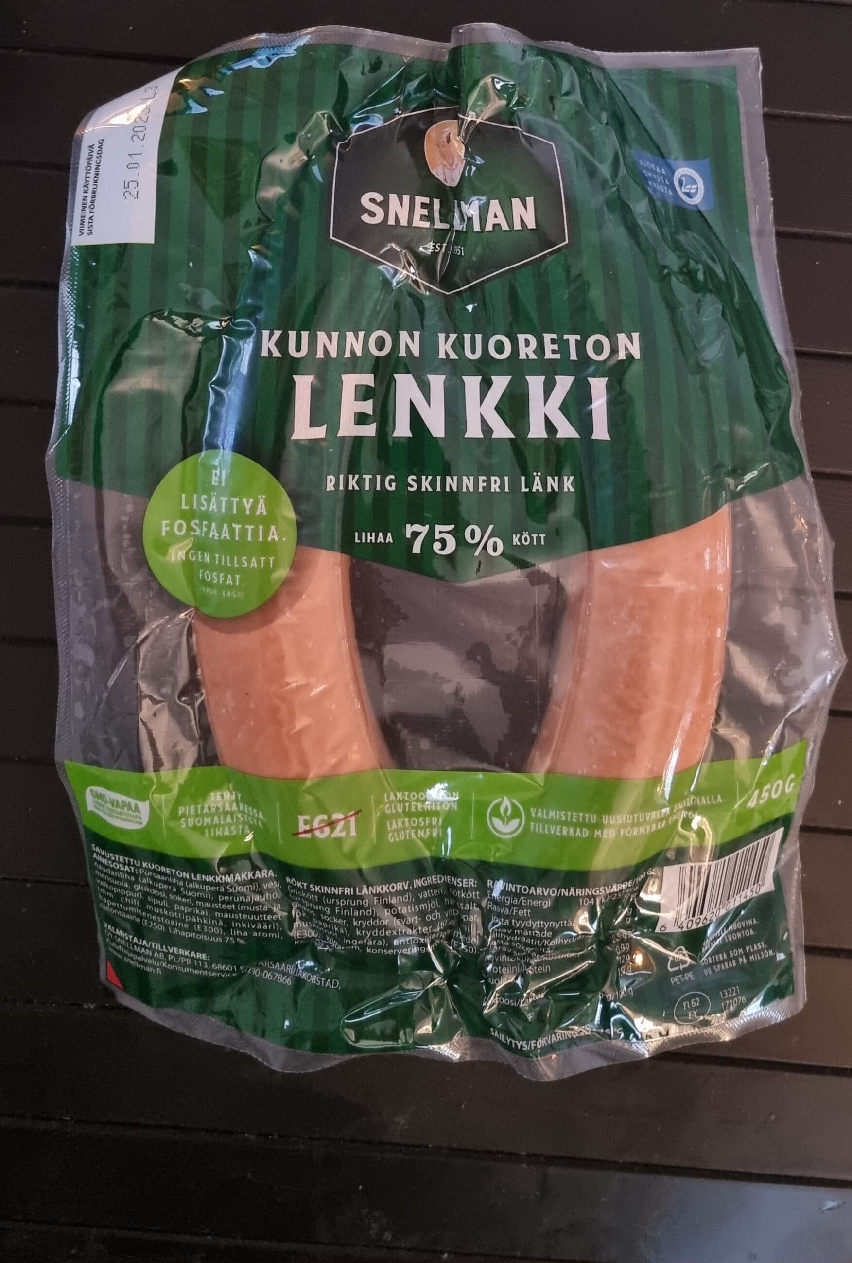 Snellman Kunnon kuoreton lenkki packshot