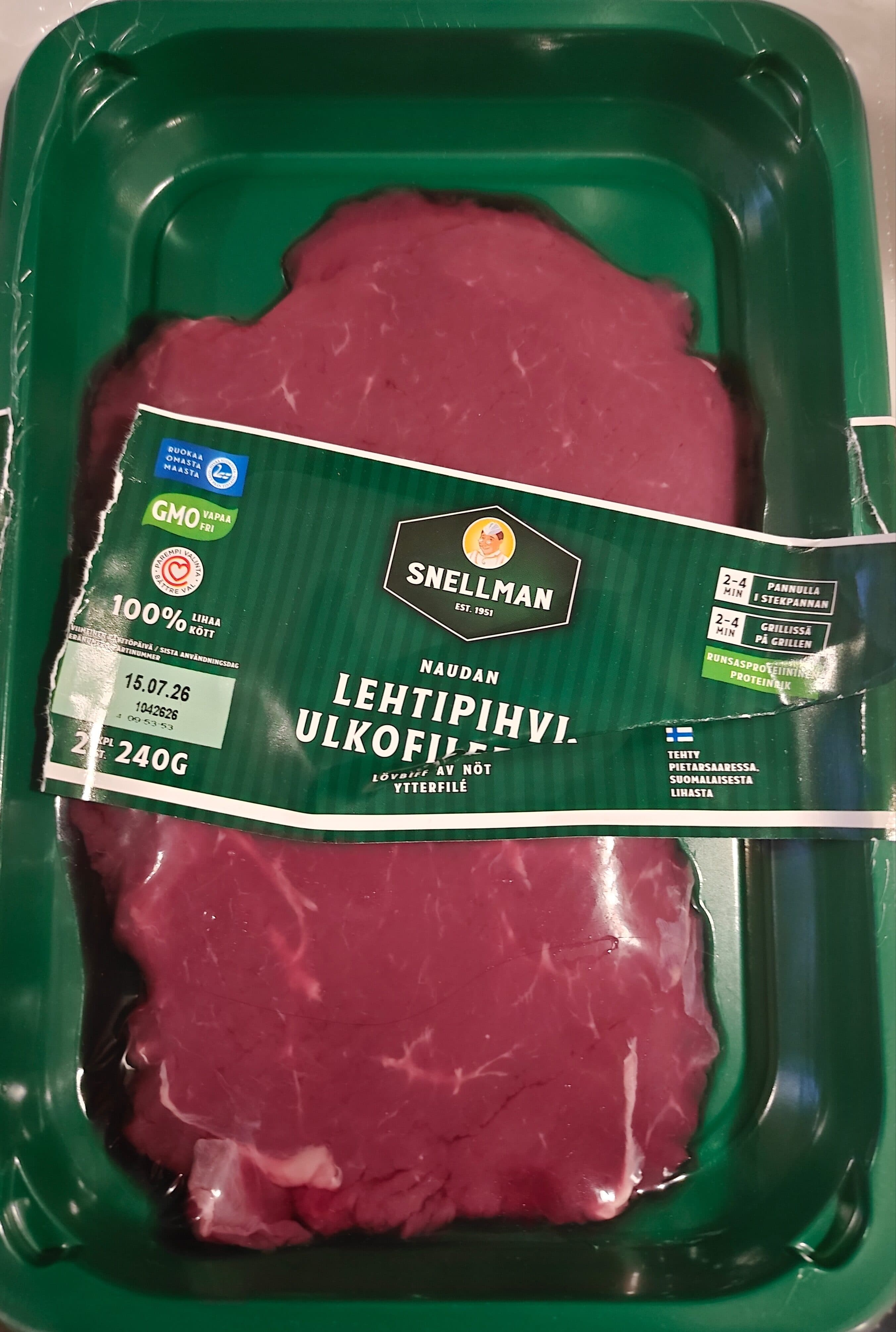 Snellman Naudan Lehtipihvi Ulkofileestä packshot