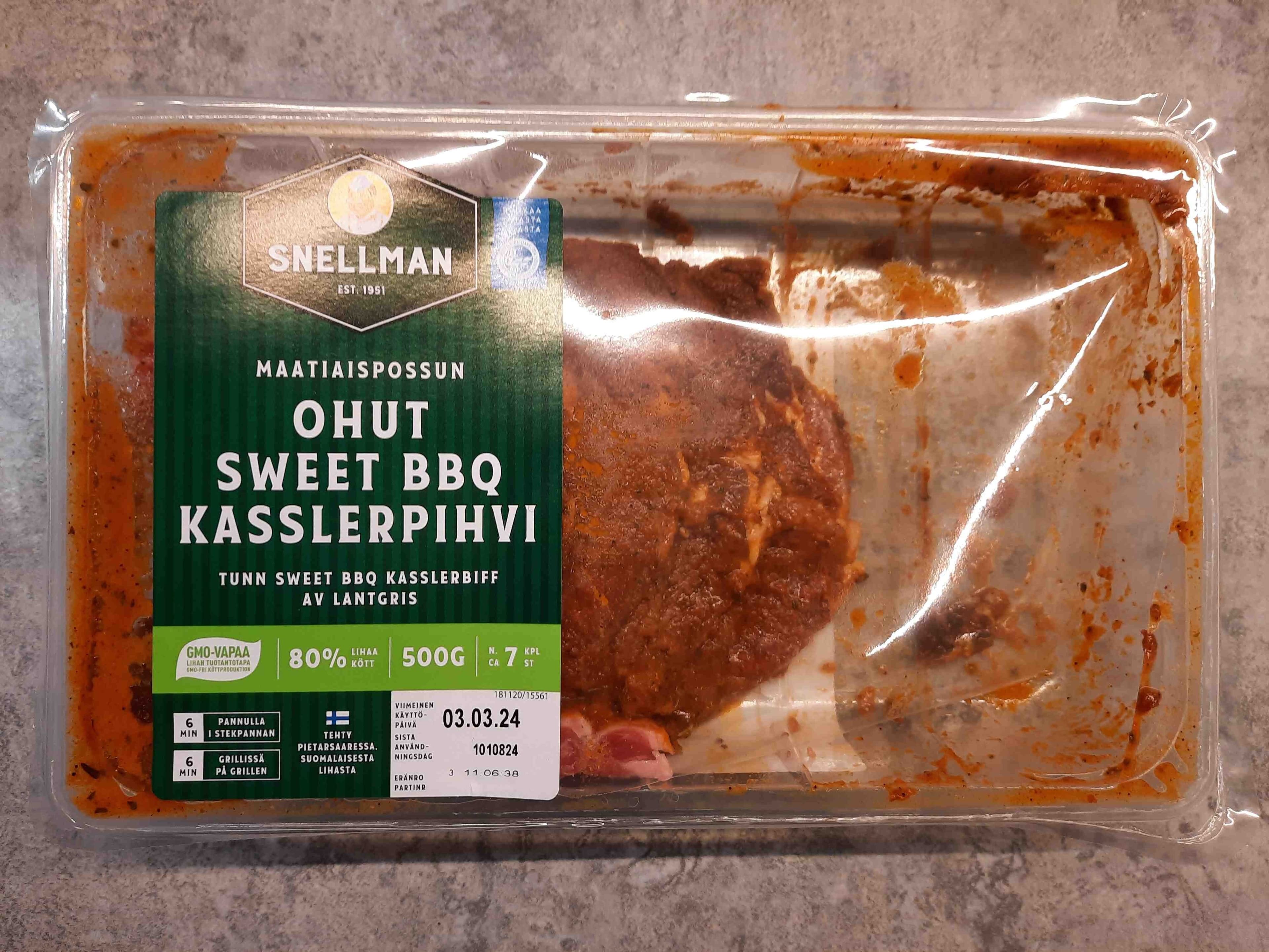 Snellman Ohut sweet bbq kasslerpihvi packshot