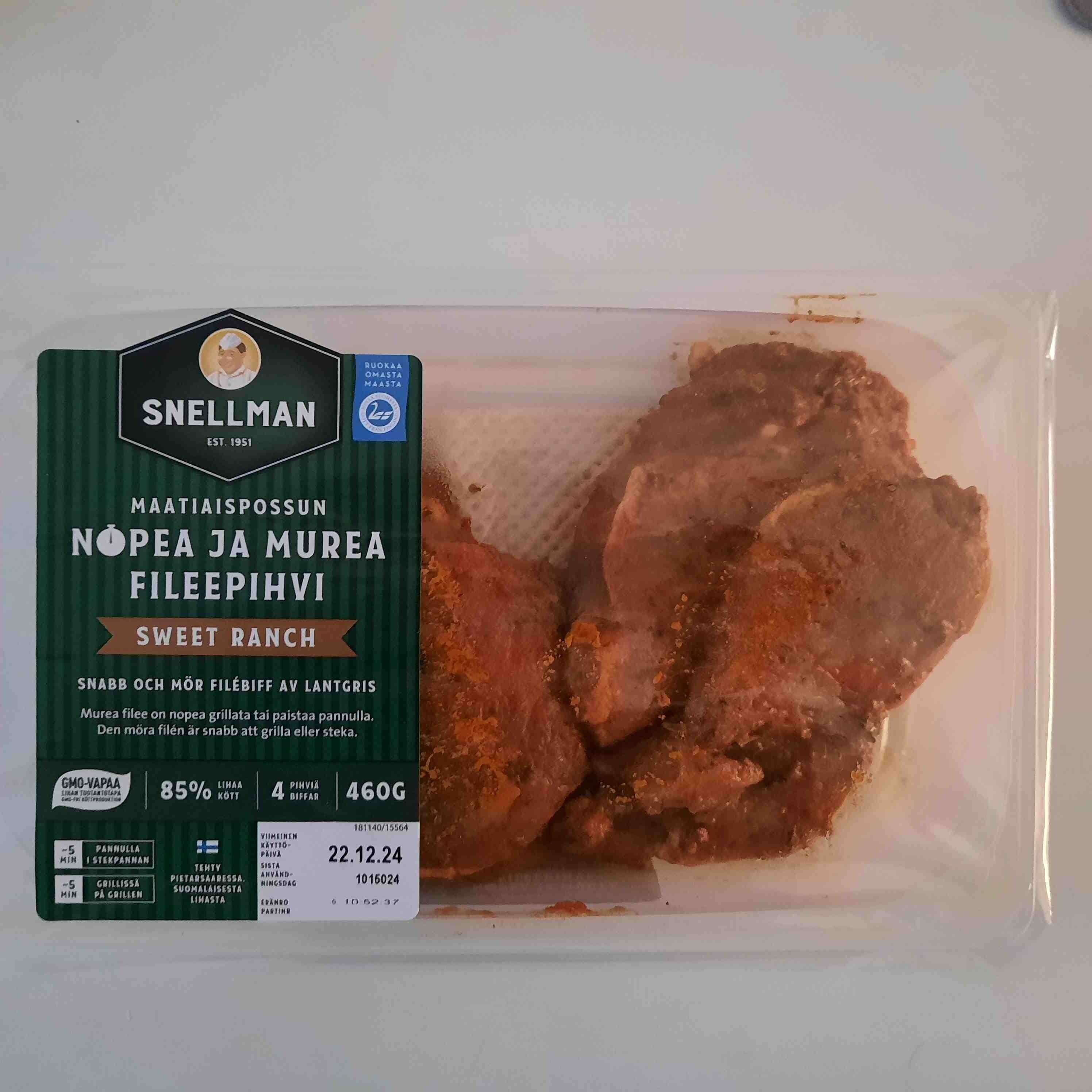 Snellman Maatiaspossun nopea ja murea fileepihvi sweet ranch packshot