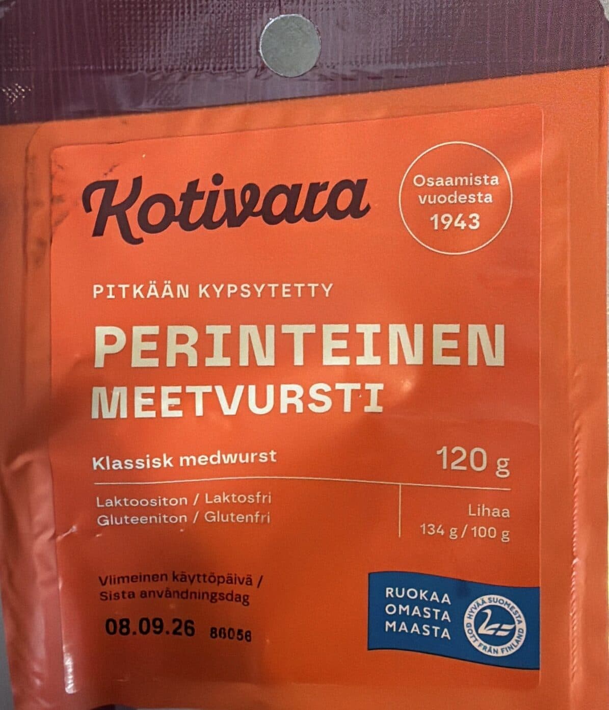 Kotivara Perinteinen Meetwursti packshot
