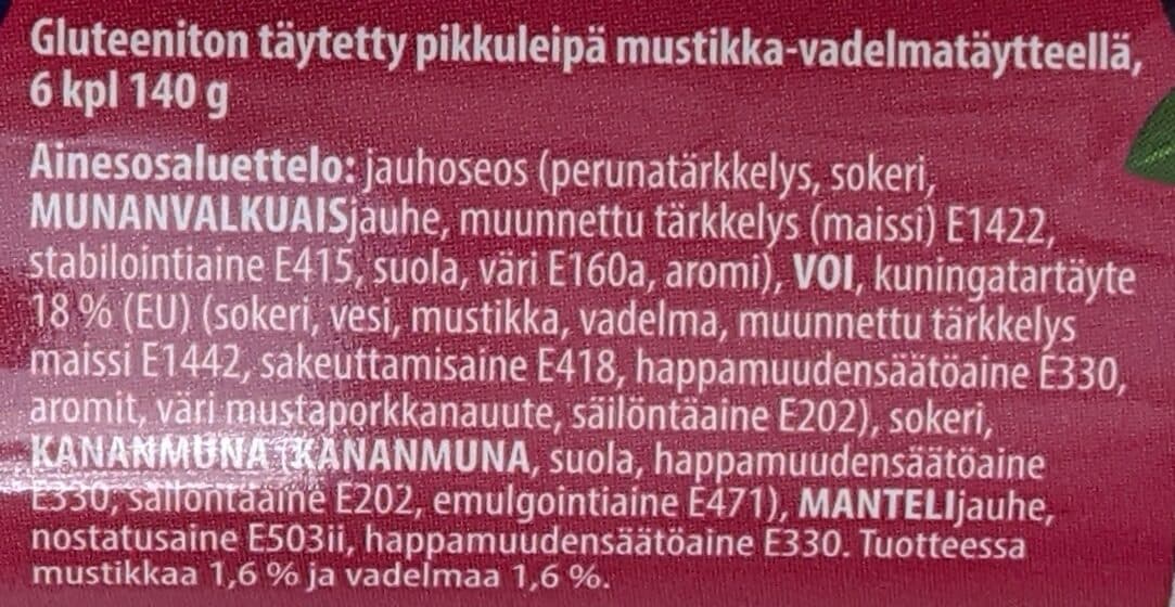 Rosten Gluteeniton täytetty pikkuleipä mustikka-vadelmatäytteellä packshot