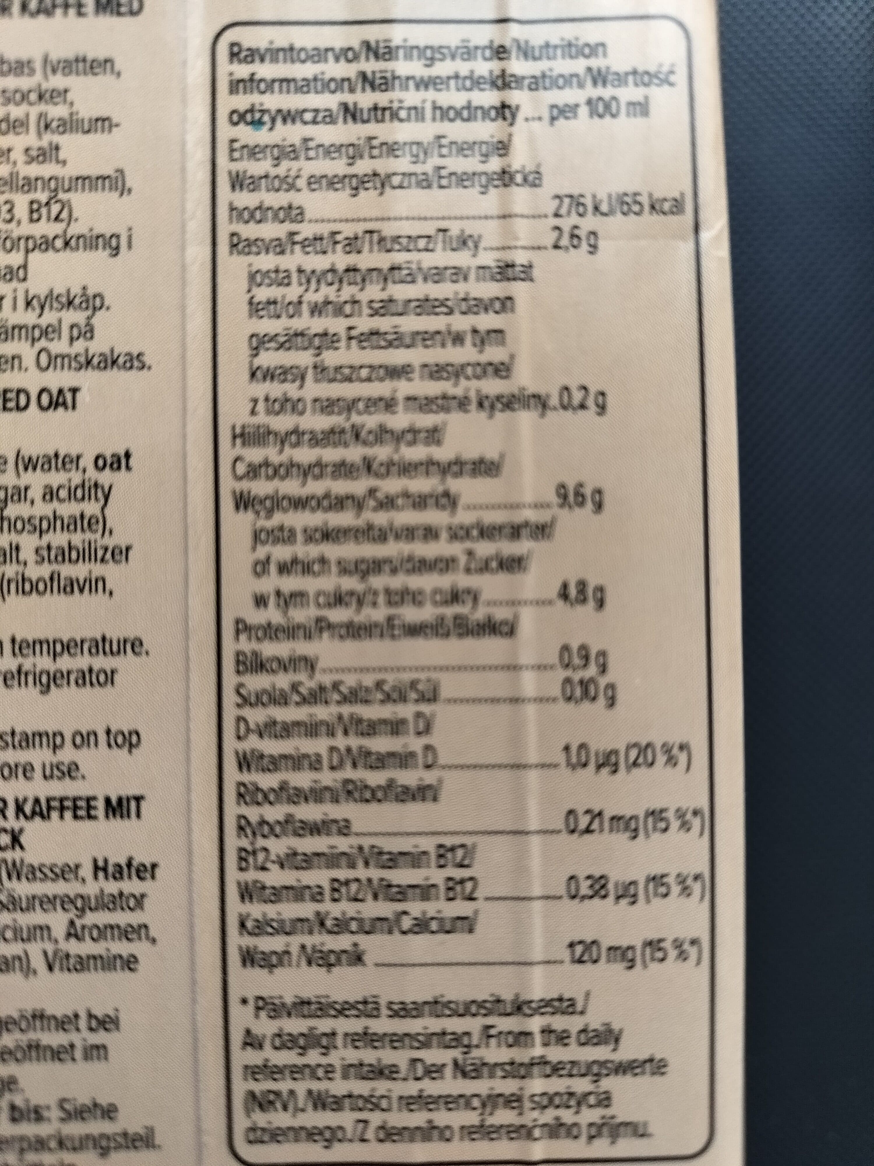 Fazer Aito Barista Oat Drink Toffee Flavoured packshot