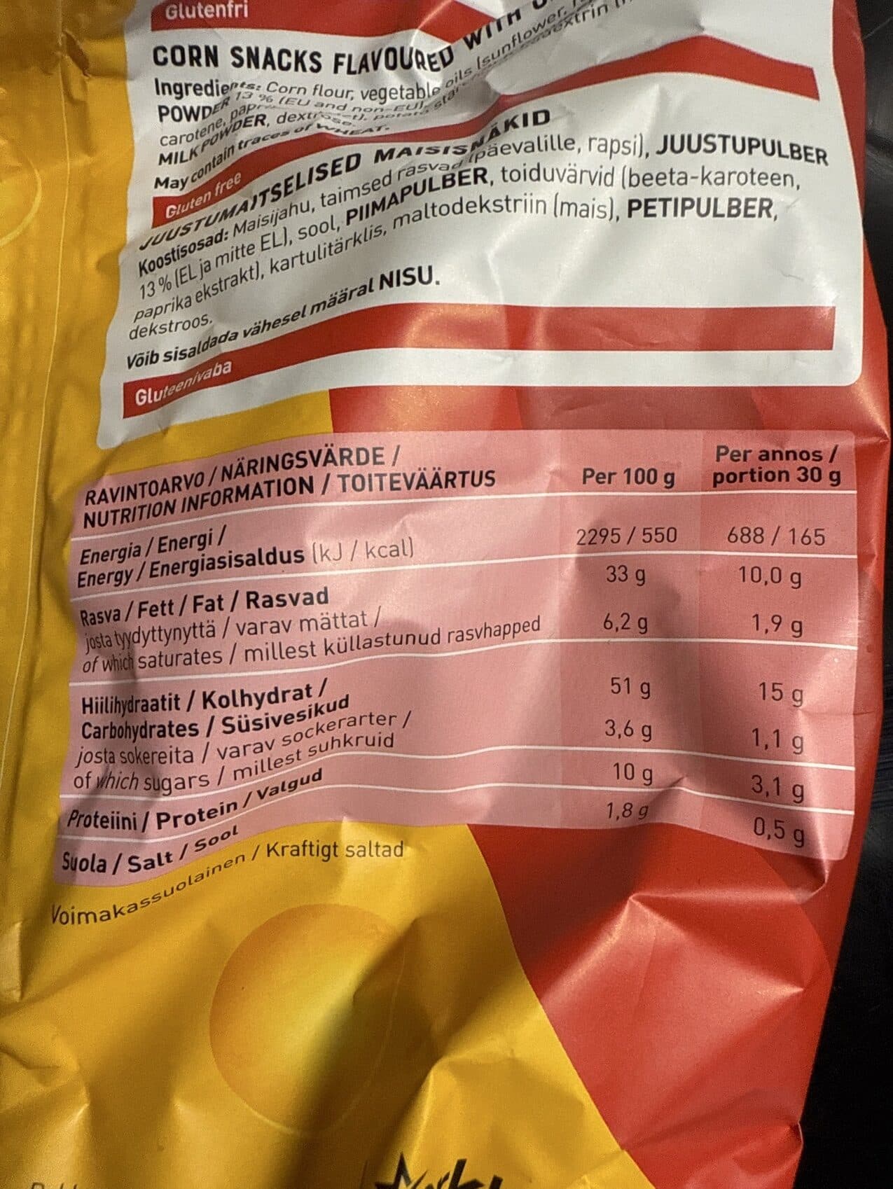 Taffel Juusto snacks packshot