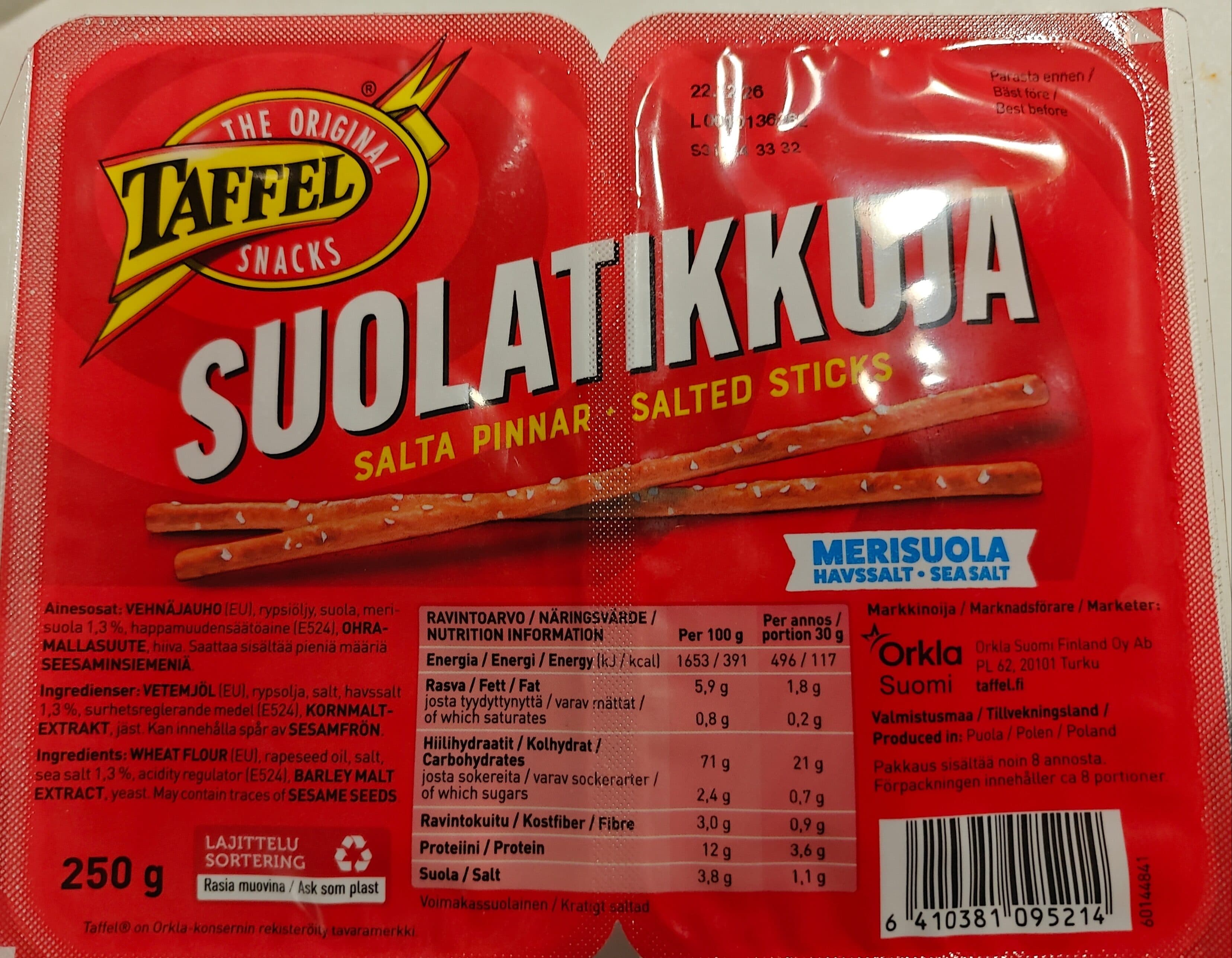 Taffel Suolatikkuja packshot