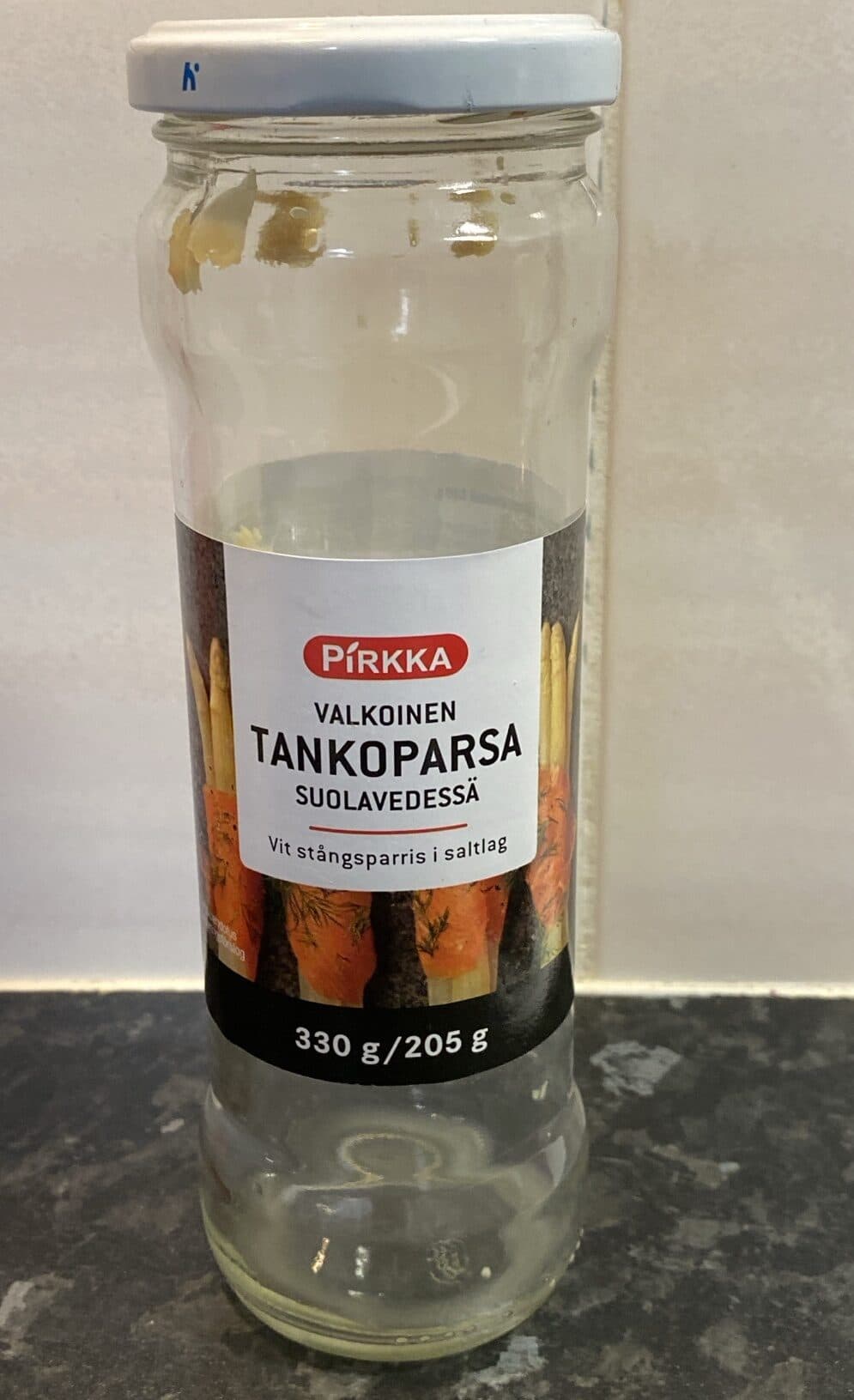Pirkka Valkoinen tankoparsa suolavedessä packshot