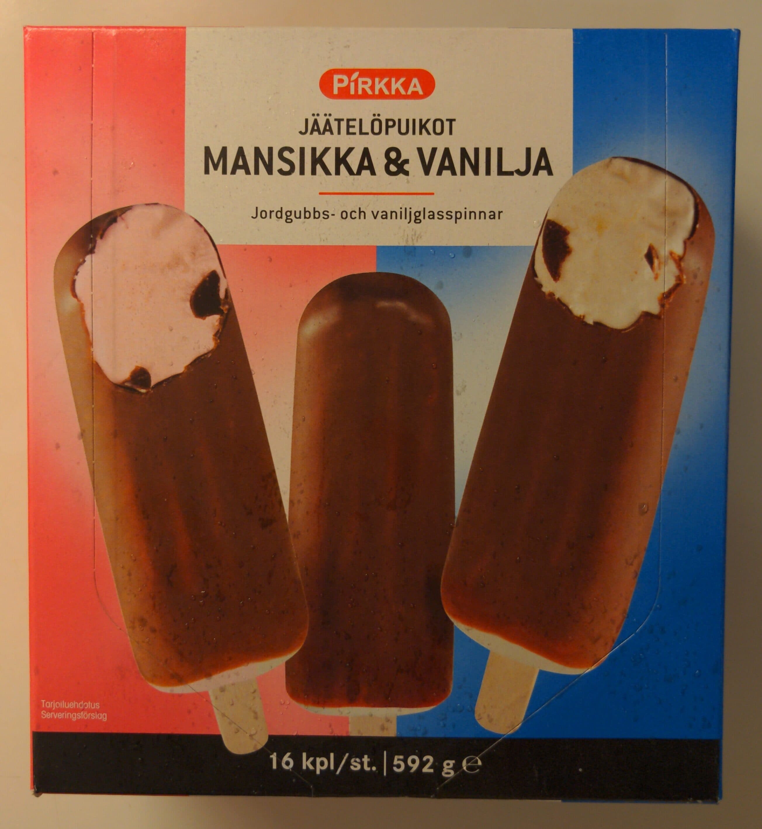 Pirkka Jäätelöpuikot mansikka & vanilja packshot