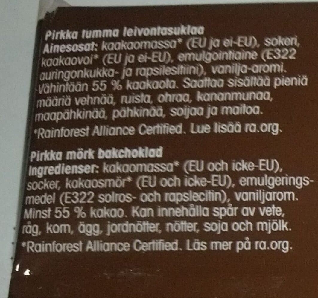Pirkka Tumma Leivontasuklaa packshot