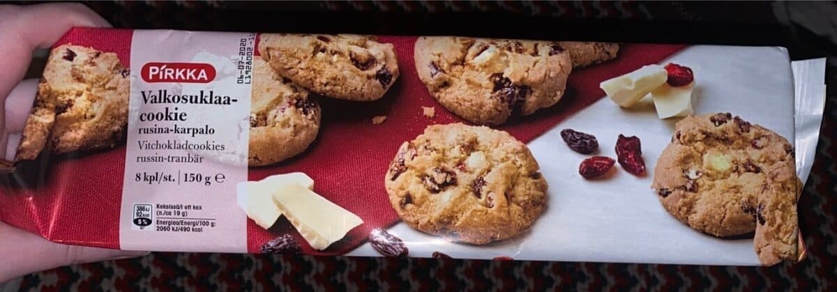 Pirkka Valkosuklaacookie packshot