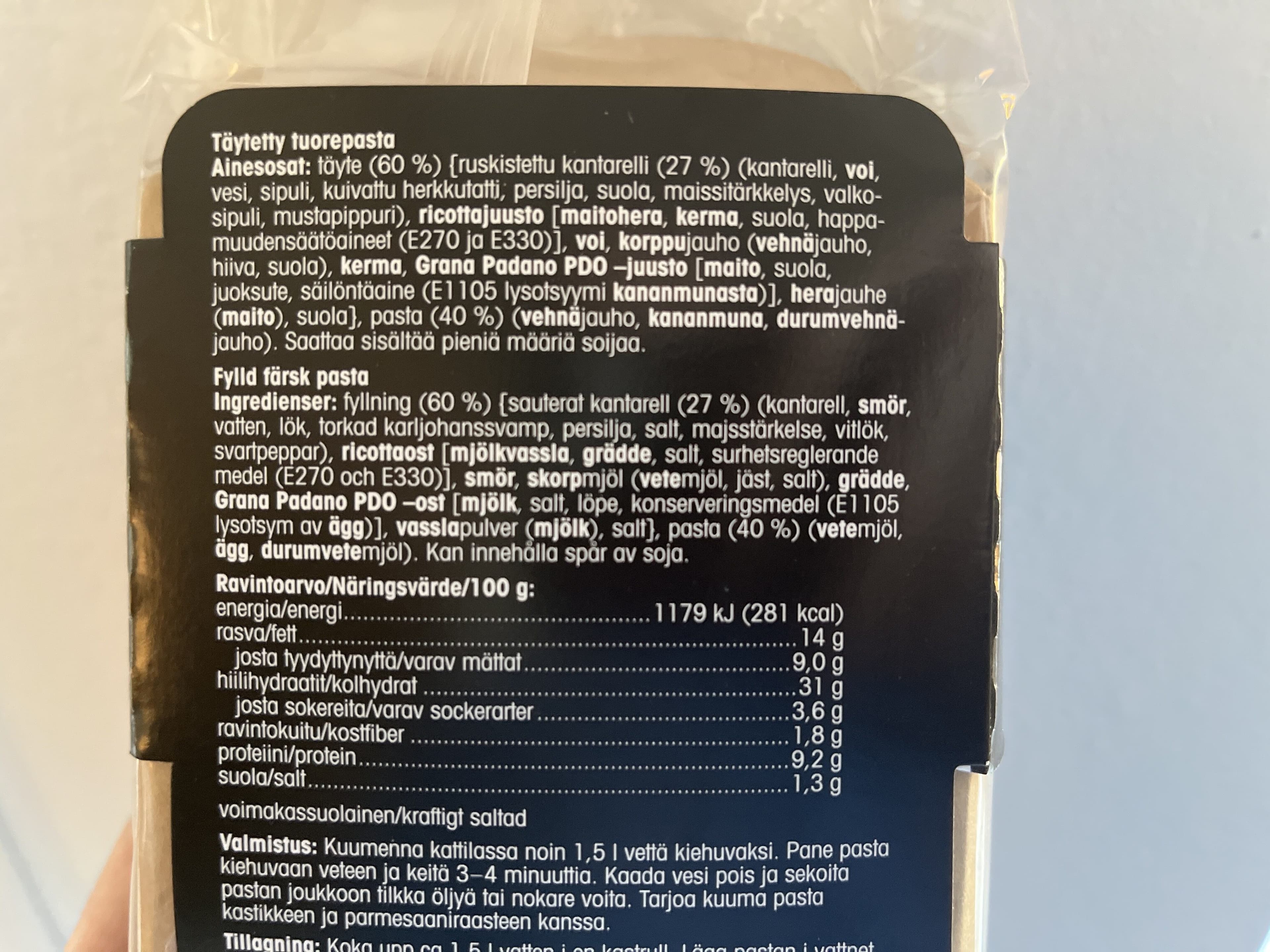 Pirkka Ravioli Kantarelli packshot