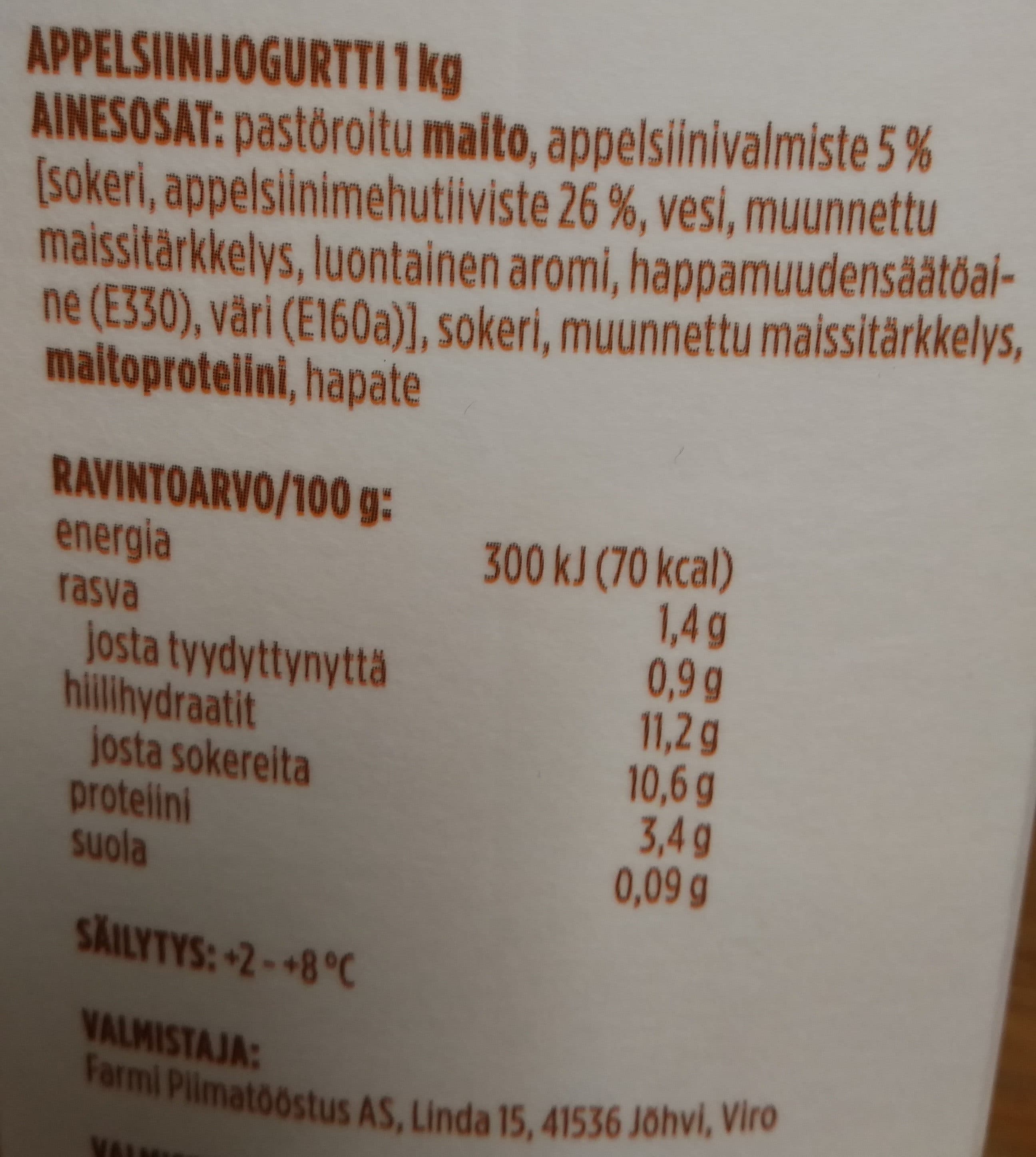 K menu Appelsiini jogurtti packshot