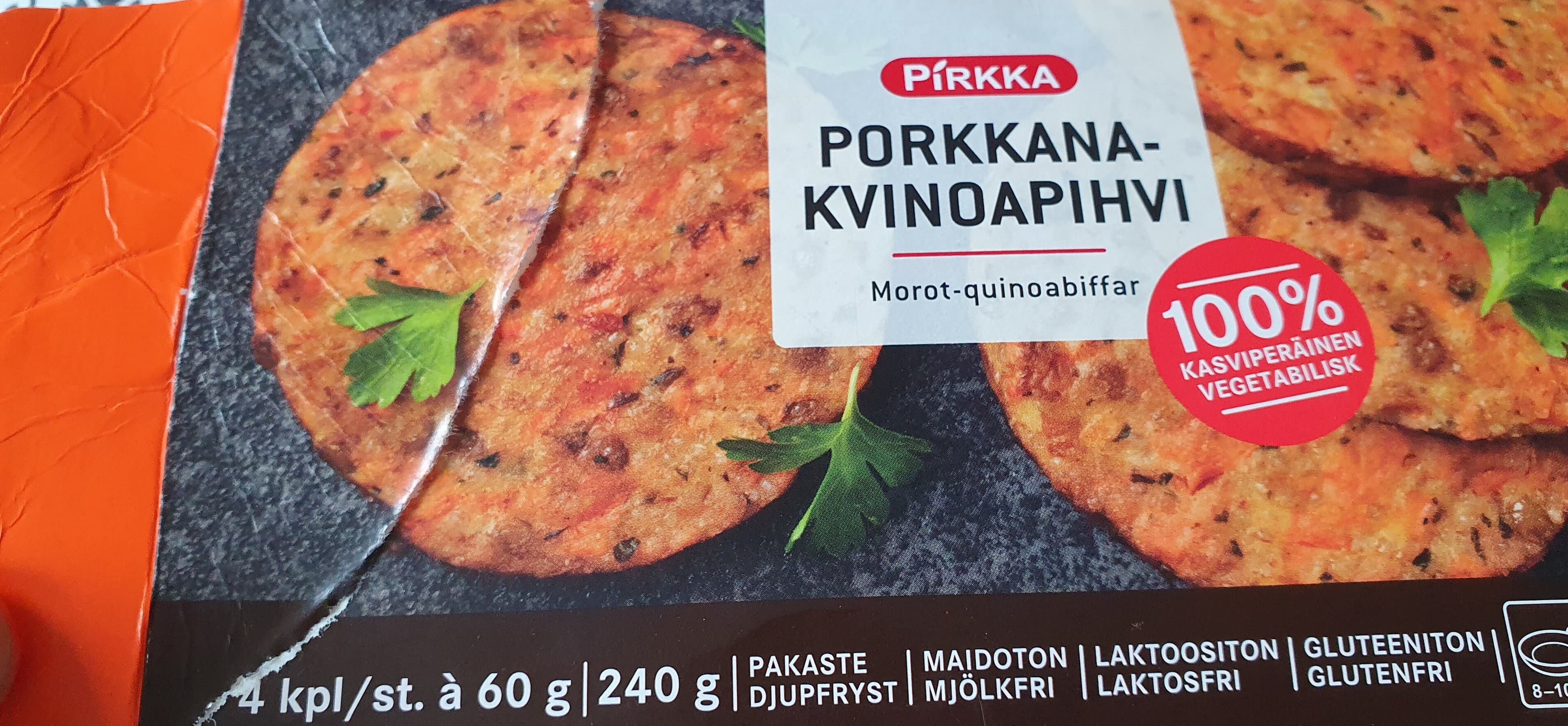 Pirkka Porkkana-Kvinoapihvi packshot