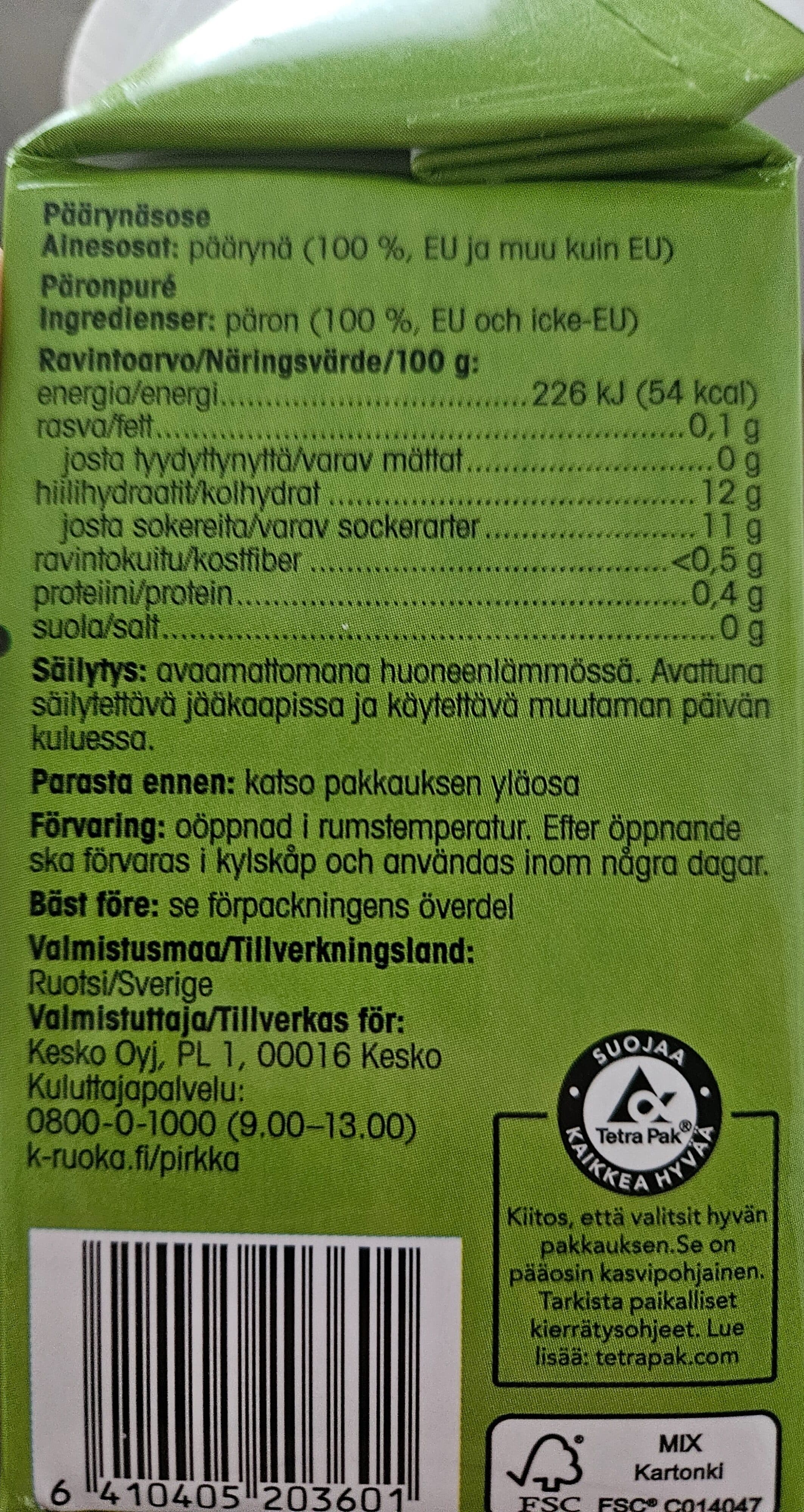 Pirkka Päärynäsose packshot