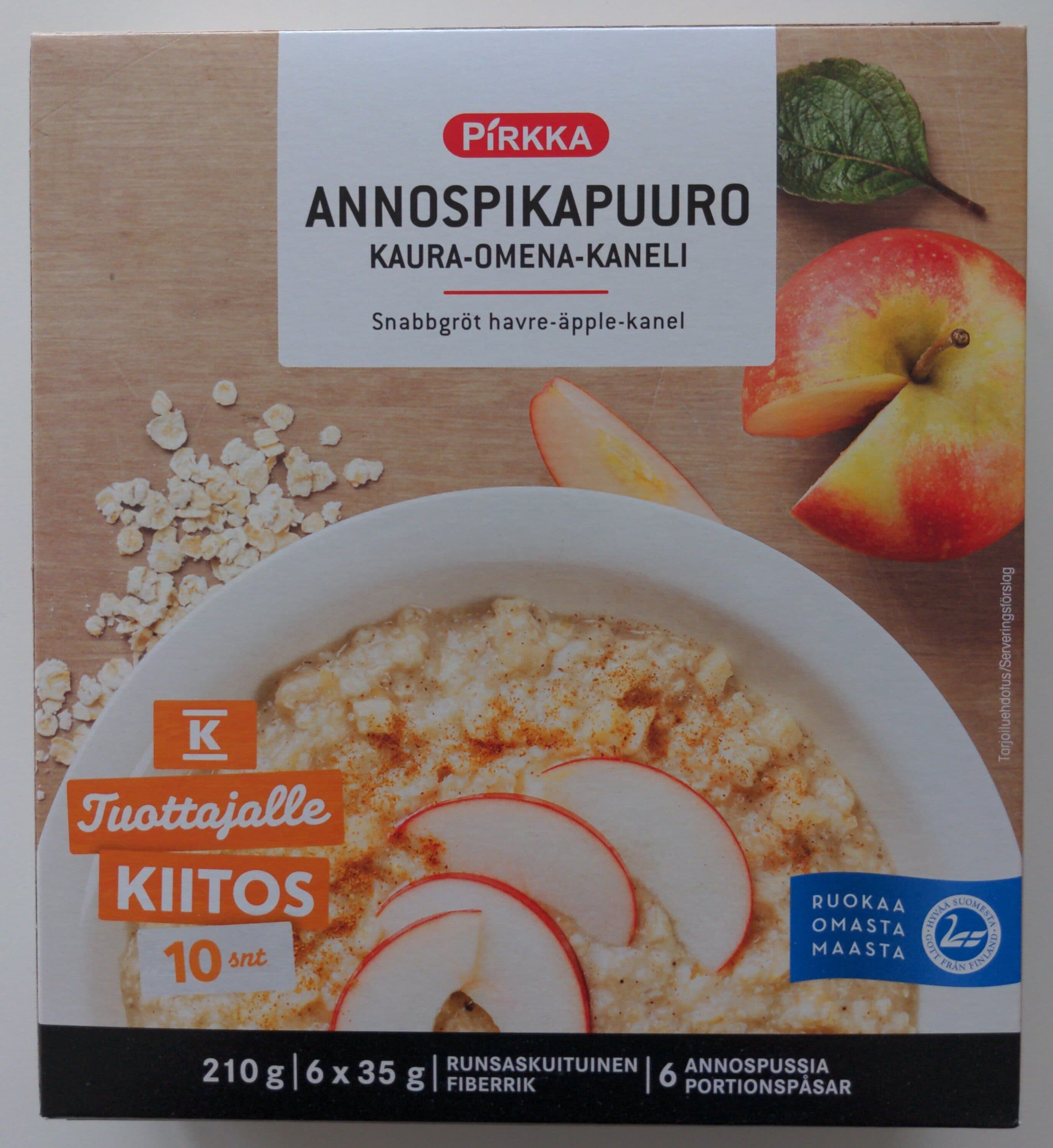 Pirkka Annospikapuuro kaura-omena-kaneli packshot